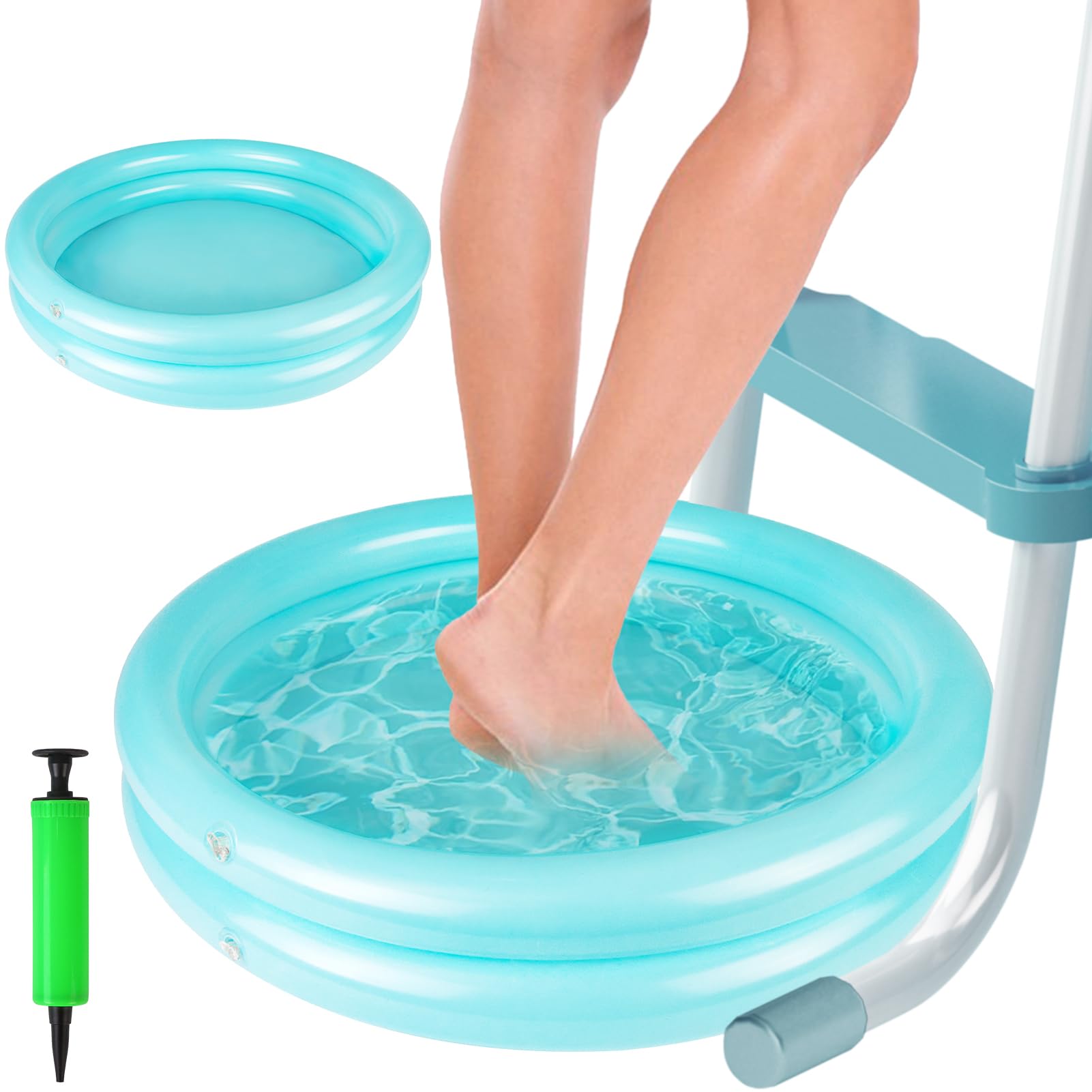 2 Pack Inflatable Pool Foot Bath Basin, Swimming Pool Clean Feet, Foot Soaking Bath Basin for Pool Entry Ladder, Home Spa Treatment for Above Ground Pools