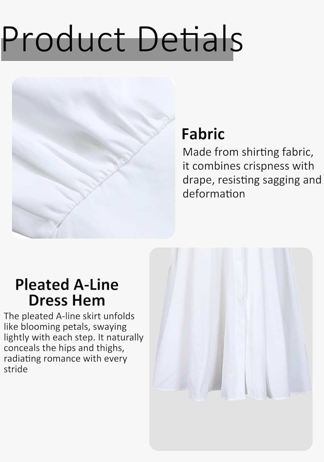 LAJIOJIO Women's Shirt Maxi Dresses,V Neck Casual Button Down Long Sleeve Swing Pleated Dress Pockets - Image 6