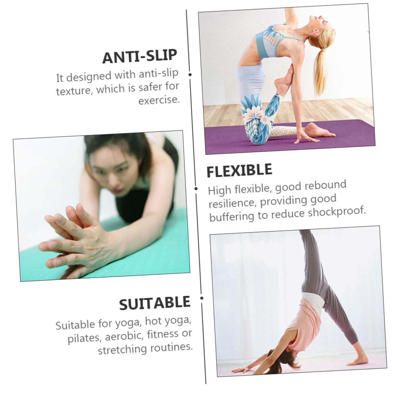 Tappetino da Yoga Nbr Spesso Antiscivolo Rosa per Fitness