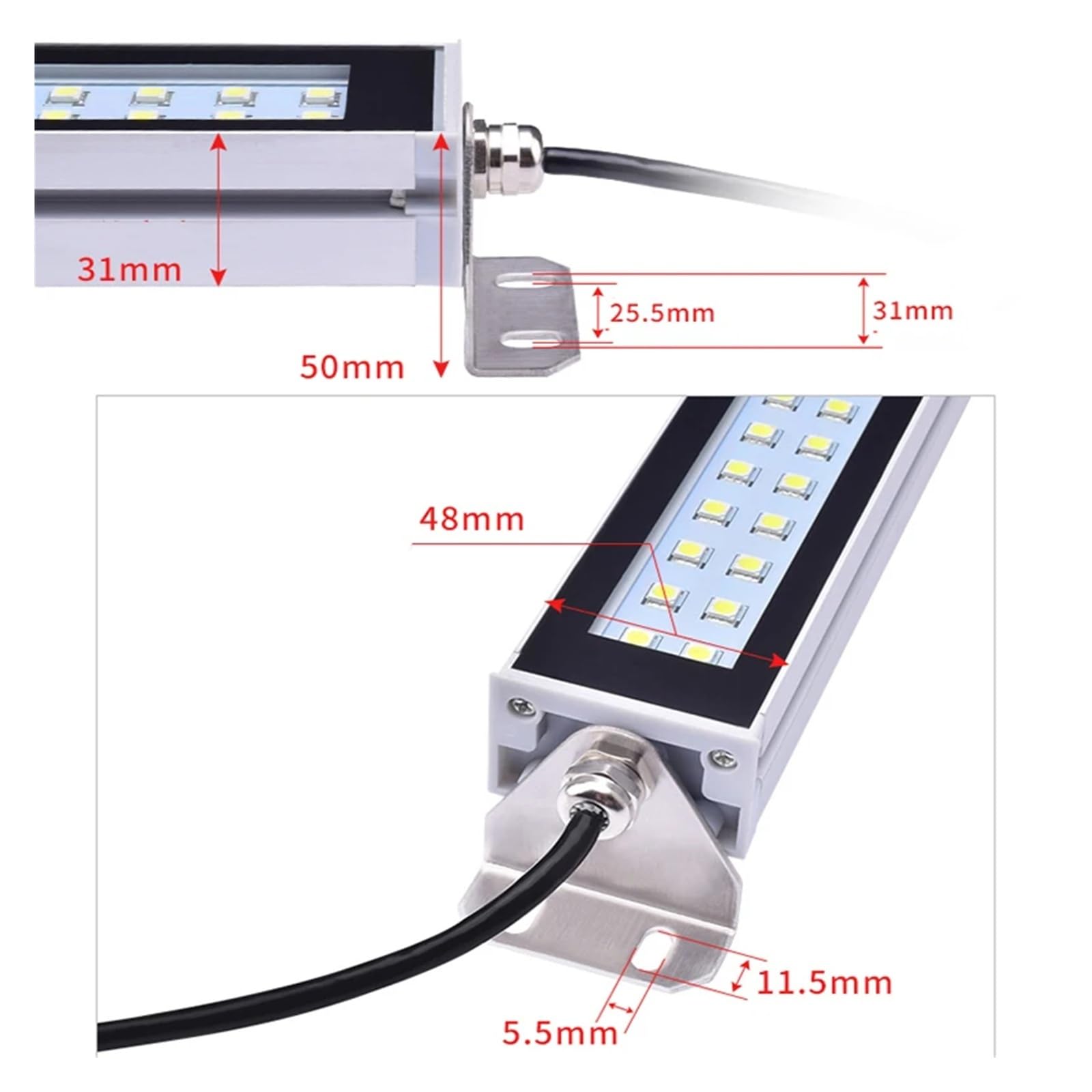 5-30W LED warsztat obrabiarki świetlówka IP67 wodoodporna lampa obróbcza pyłu olejowego do tokarki CNC szlifierka Do obrabiarek(24W,24V-36V)