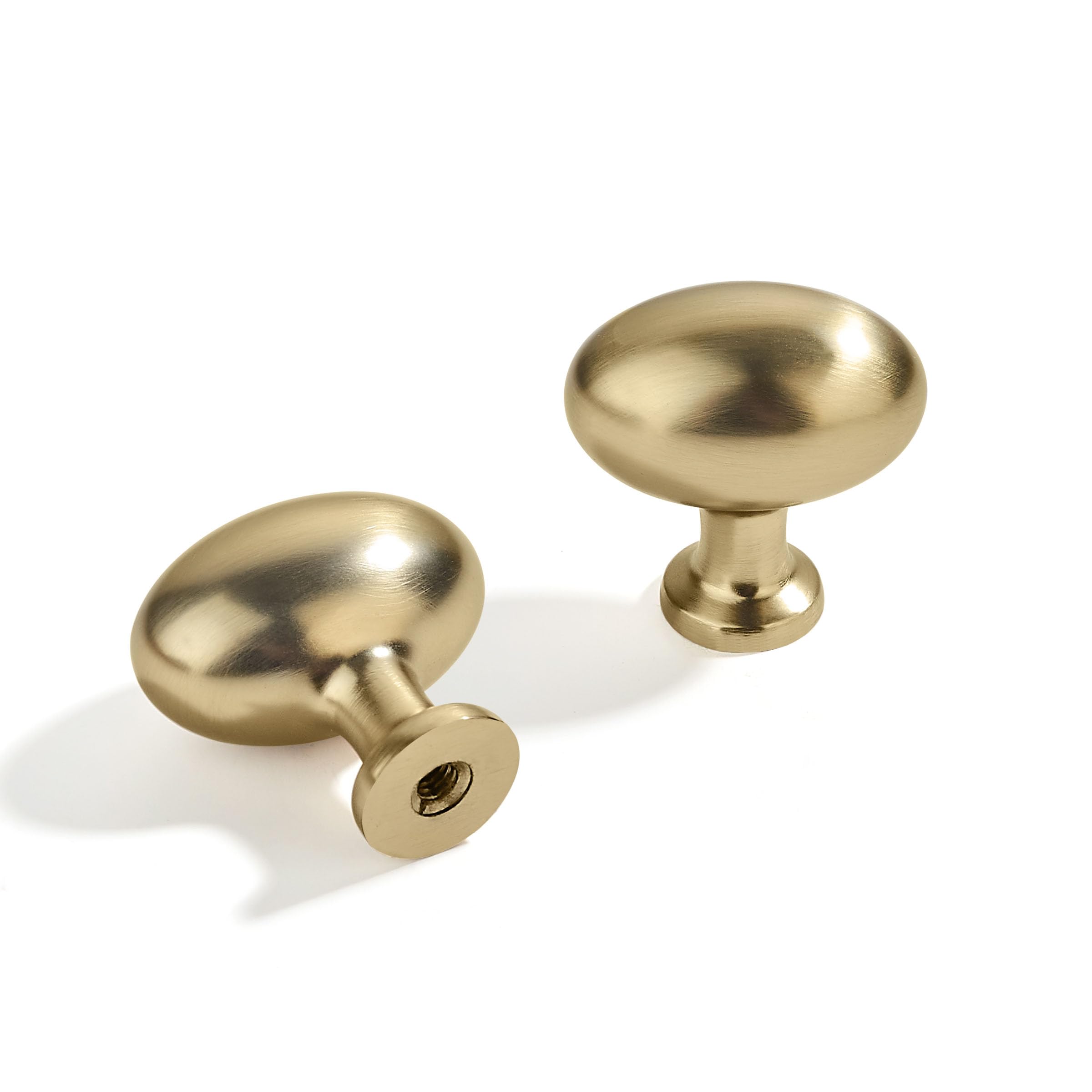 ZAUYX 10 Pack Brushed Brass Oval Cabinet Knobs: Solid Satin Brass Drawer Knobs for Dresser Drawers โ image 1