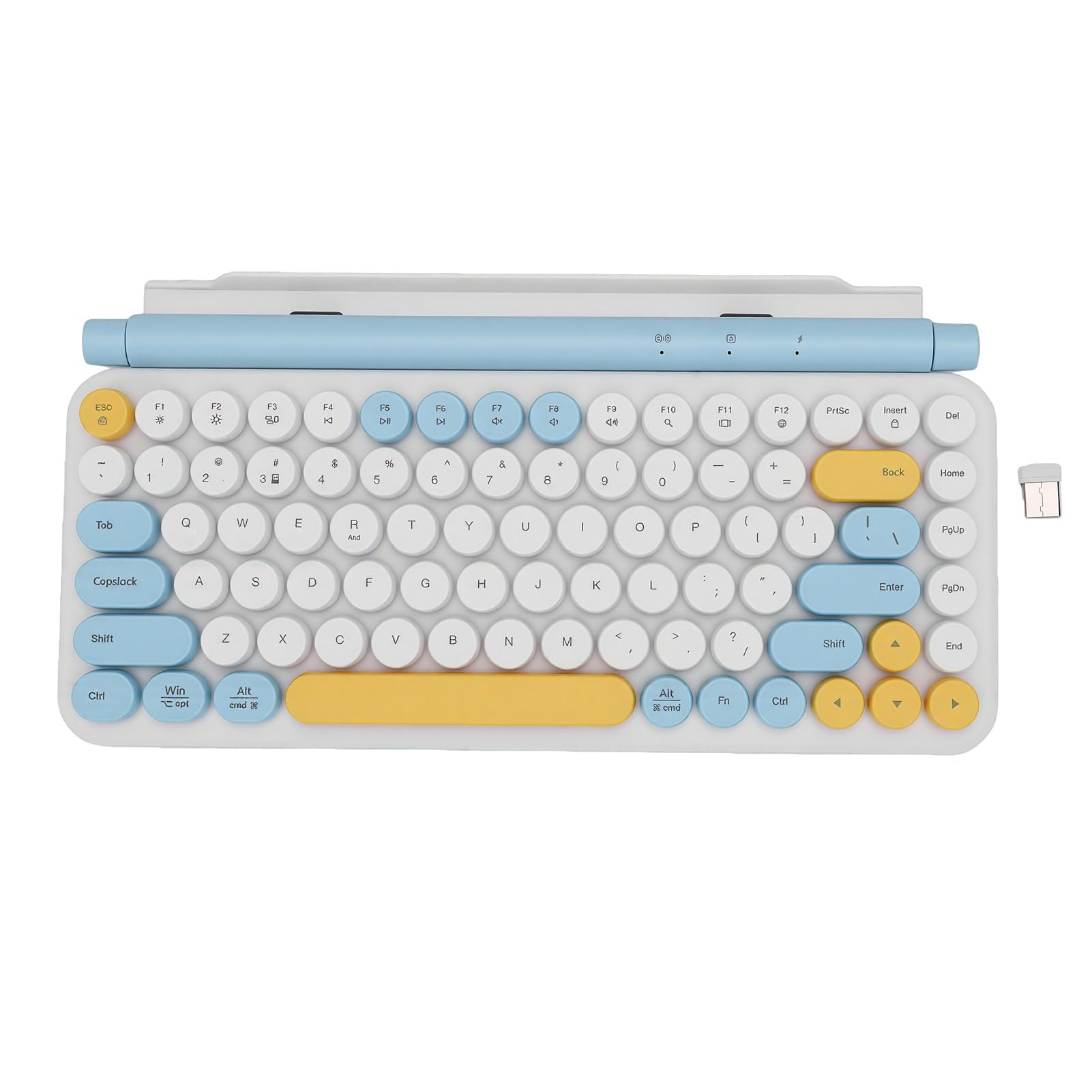 Teclado Inalámbrico de Modo Dual Bluetooth 5.0 con Soporte (Azul