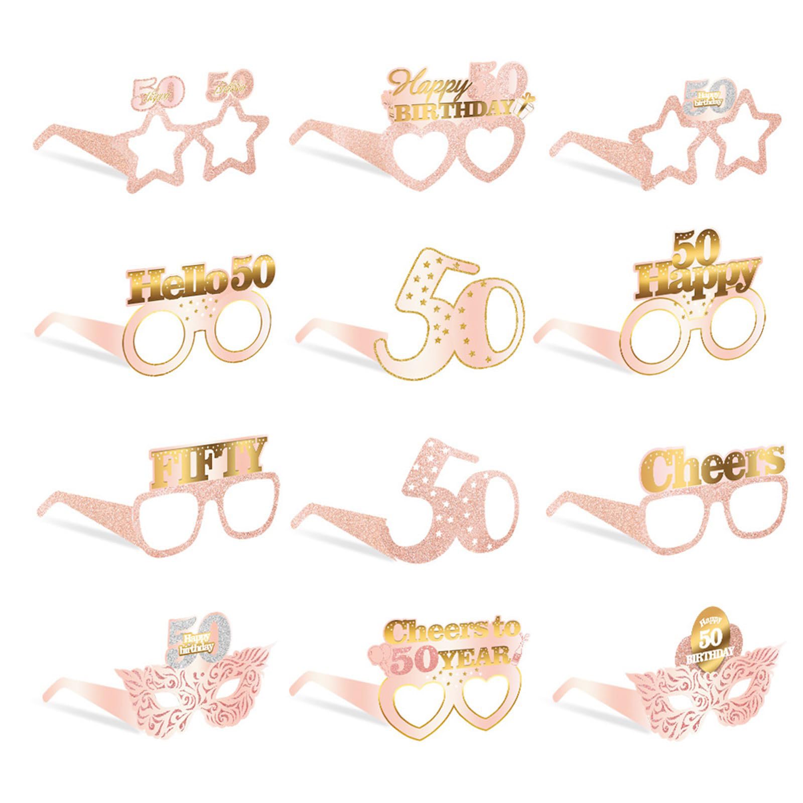 Xjdzineq 12 Pieces Colorful Paper Party Glasses Photo Booth Props for Birthdays, Gatherings & Costume Theme Parties Themed Party Eyewear