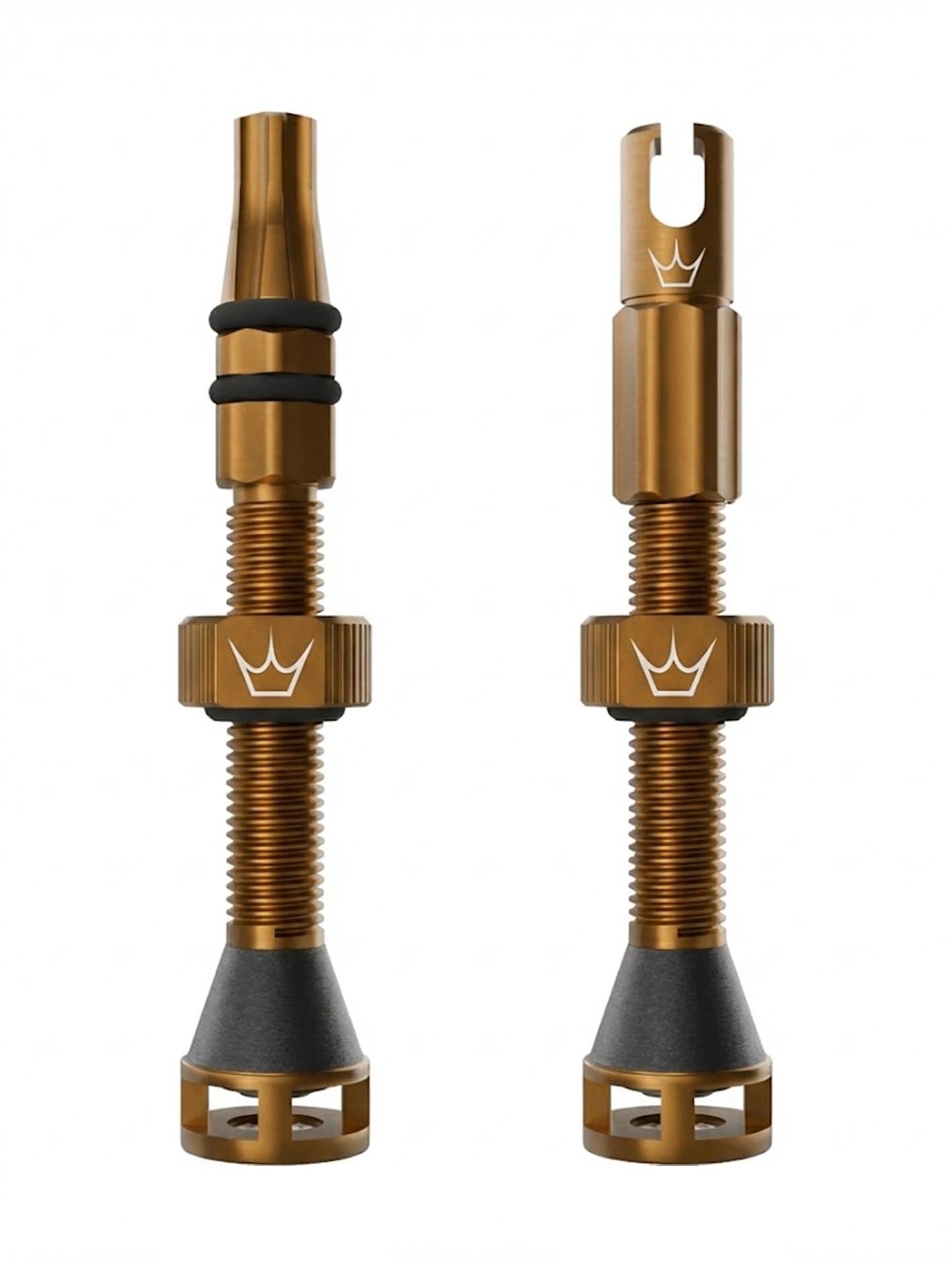 Peaty's Holeshot Fast Flow Tubeless Valves - High Airflow Anti Sealant Clog Design, Fast Tyre Setup, Fully Serviceable 7075 Aluminium, Bike Tyre Valves Compatible with MTB Rim Inserts, 42mm Bourbon