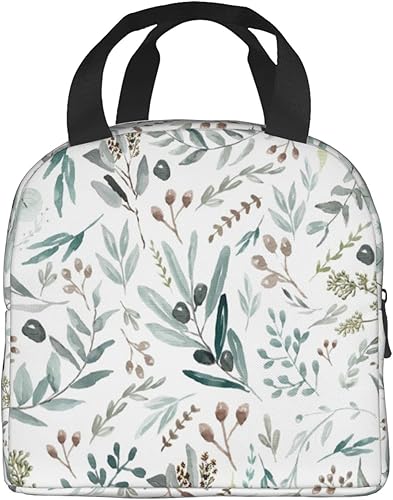 Miniatura 6 de Bolsa de almuerzo reutilizable con aislamiento térmico de hoja verde salvia de primavera para mujeres y hombres impermeable para el trabajo oficina