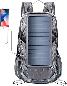 Mochila com Placa Solar Portátil, 30 Litros, Painel Fotovoltaico 6.5W, Preta, Alumínio, Sistema de Energia Solar