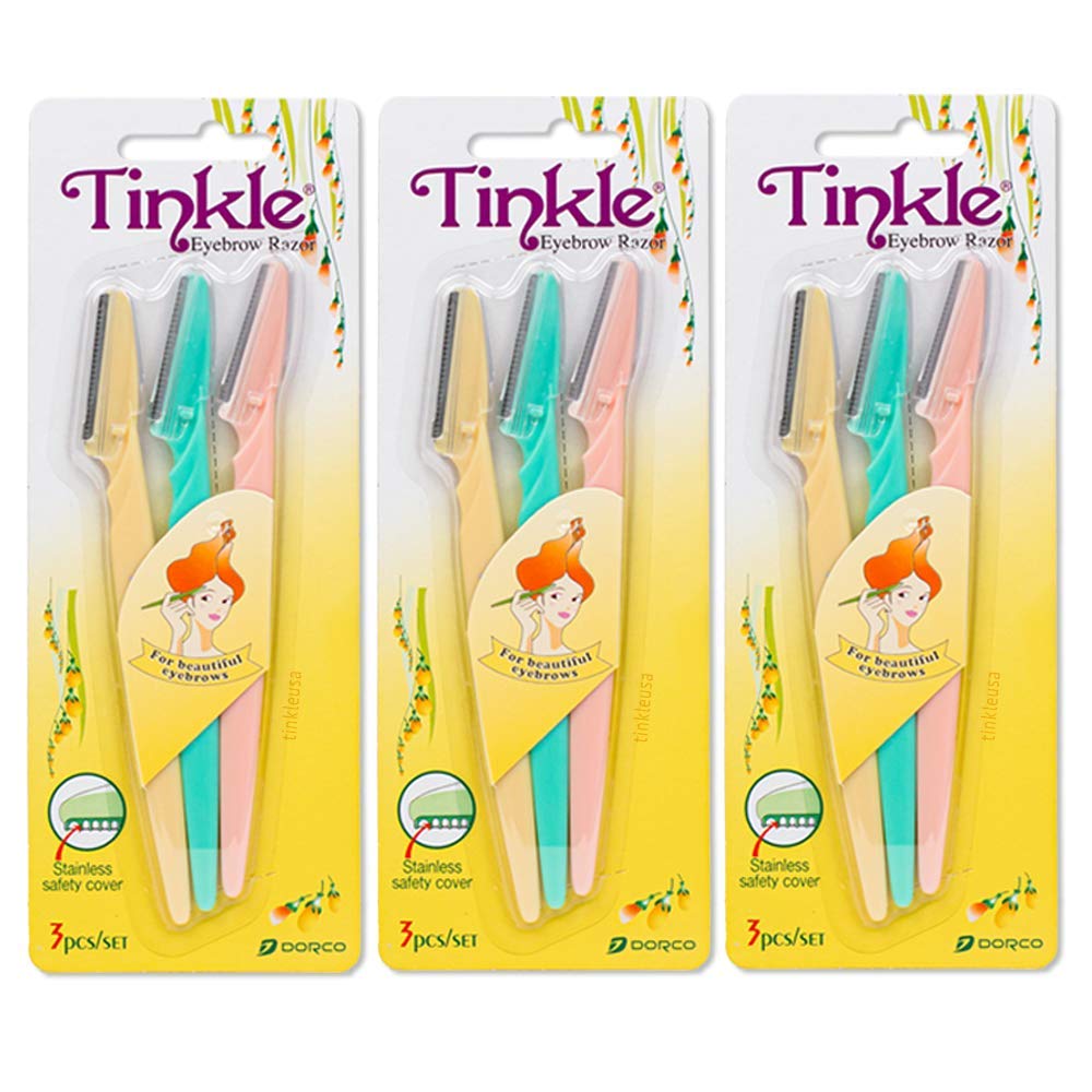 Tinkle Dermaplaning Tool 9ct Dermaplane Razor for Women Safe and Easy Peach Fuzz Remover Eyebrow Trimmer with Protective