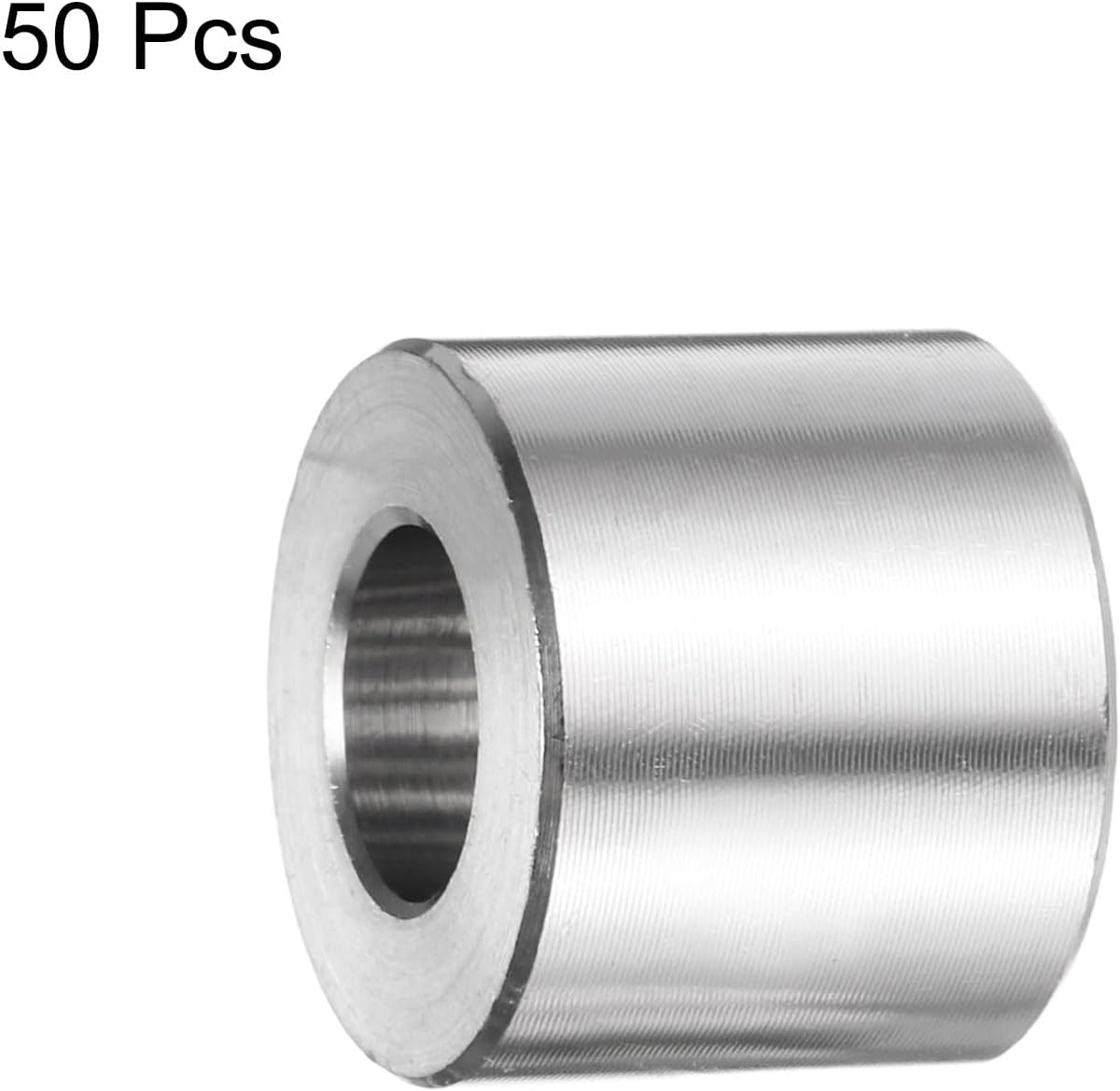 uxcell 50pcs Stainless Steel Spacer 3/8" Bore x 3/4" OD x 9/16" Length Screw Bushing Plain Finish Round Metal Spacer for M10 Screws Bolts and Rods