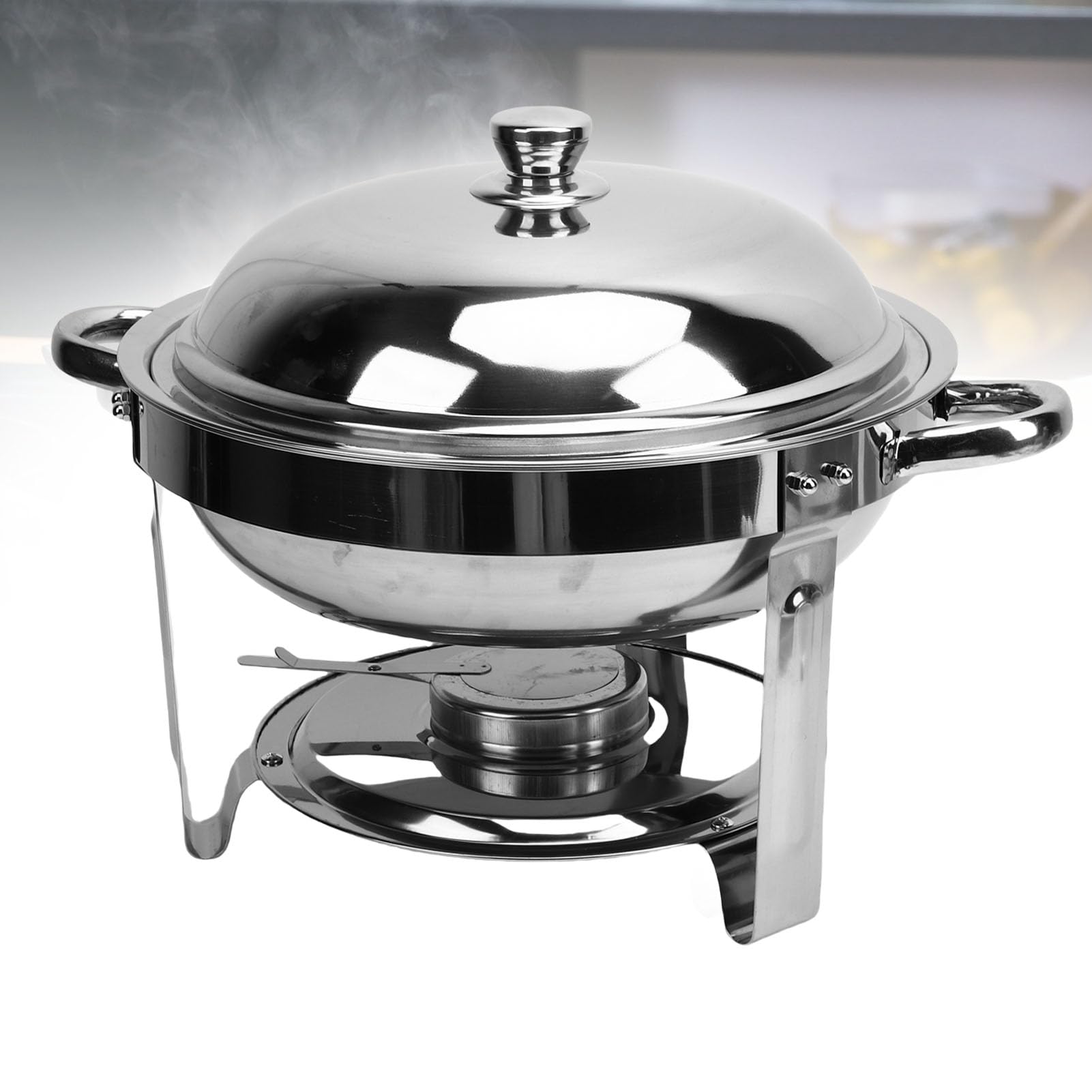 banapoy Piatti da Sfregamento per Set a Buffet, 6L di Cibi Rotondi Che Si Scaldano in Acciaio a Buffet Set di Piatti con Stufa Alcool Staccabile, per Feste, Catering, Matrimonio