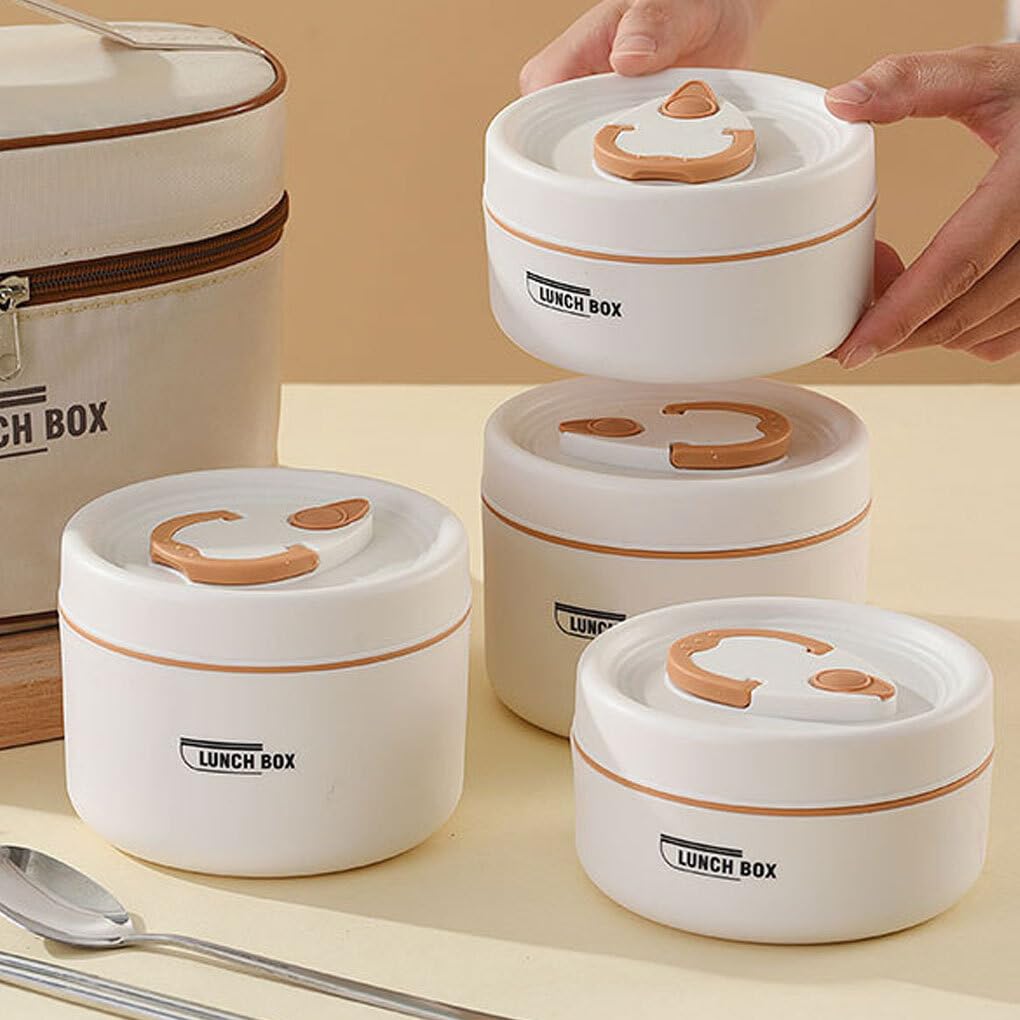 Fiambrera térmica de acero inoxidable para comida caliente en cualquier lugar, caja portátil con aislamiento térmico de 2/3/4 compartimentos, 4 Uds.