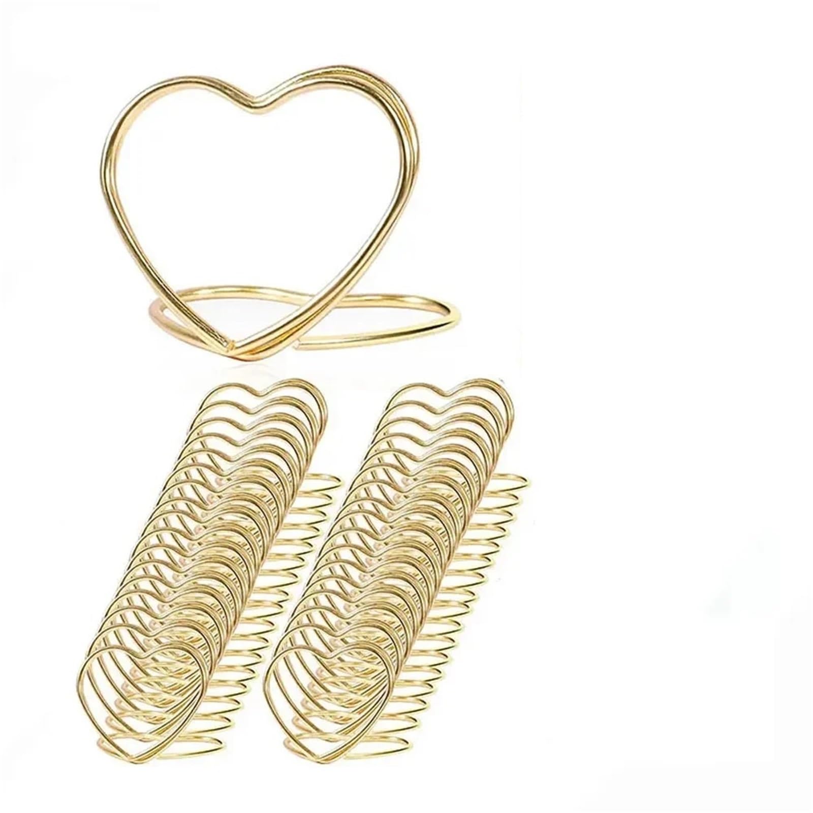 GOXQIT 50pcs Metal Memo Holders Heart Triangle Table Place Card Holder Photo Clip Stand Wedding Party Banquet Message For Party(Color 2)
