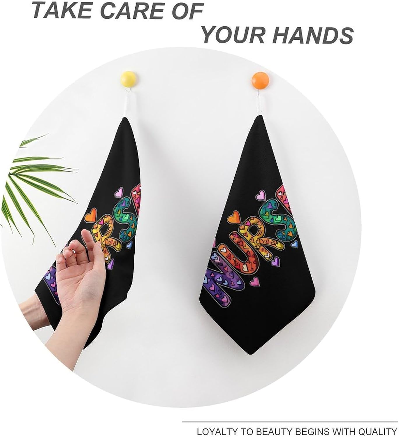 Funny Nurse Microfiber Hand Towels for Bathroom Soft Absorbent Bath Kitchen Towel with Hanging Loop 4PCS