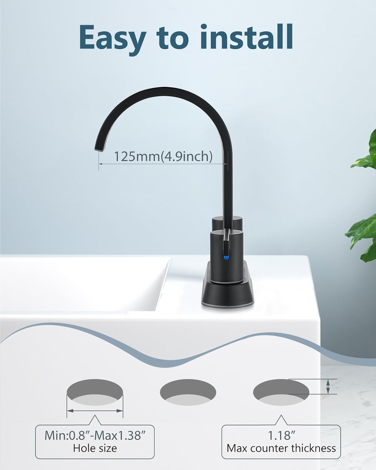 Aolemi Bathroom Faucets for Sink 3 Hole,4 Inch Centerset Waterfall Faucet 2 Handle for Bathroom Sink with Pop-Up Drain and Supply Lines Matte Black