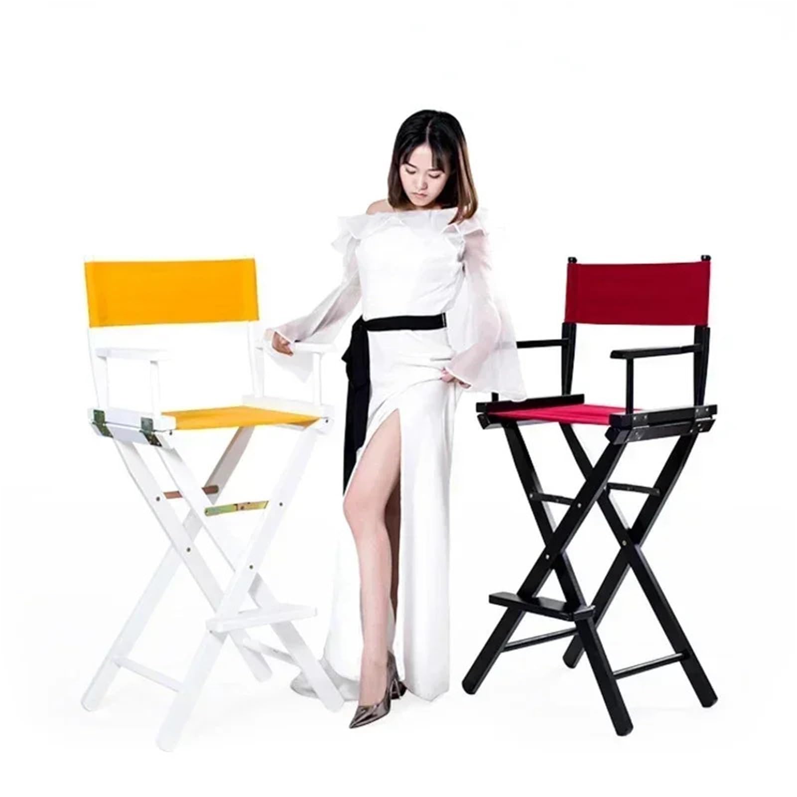 Silla de Director Plegable Silla De Director Versátil Madera Maciza, Taburete Alto Plegable Lona, Oficina Multiusos, Maquillaje, Asiento Portátil Y Cómodo(Color03)