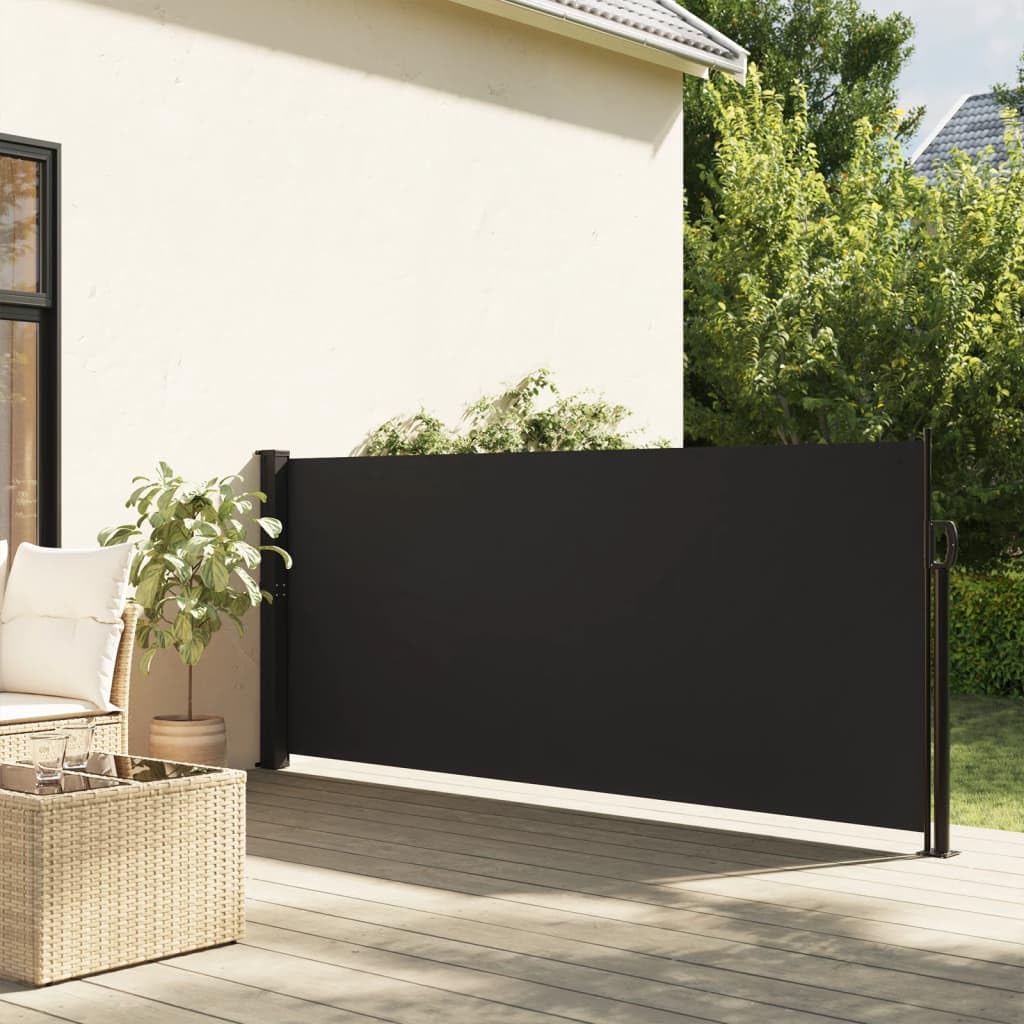 JUDYY Seitenmarkise Ausziehbar Schwarz 140x500 cm, Balkon Markise, Sonnenschutz, Balkon überdachung, Sonnenmarkise, Terrassen-markisen