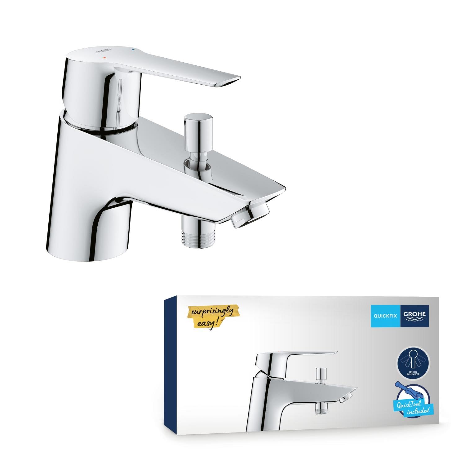 GROHE Mitigeur monocommande Bain/Douche Start, robinet avec inverseur, mousseur économique d'eau, installation rapide, finition brillante et facile à nettoyer, chromé, 23229002 (Import Allemagne)