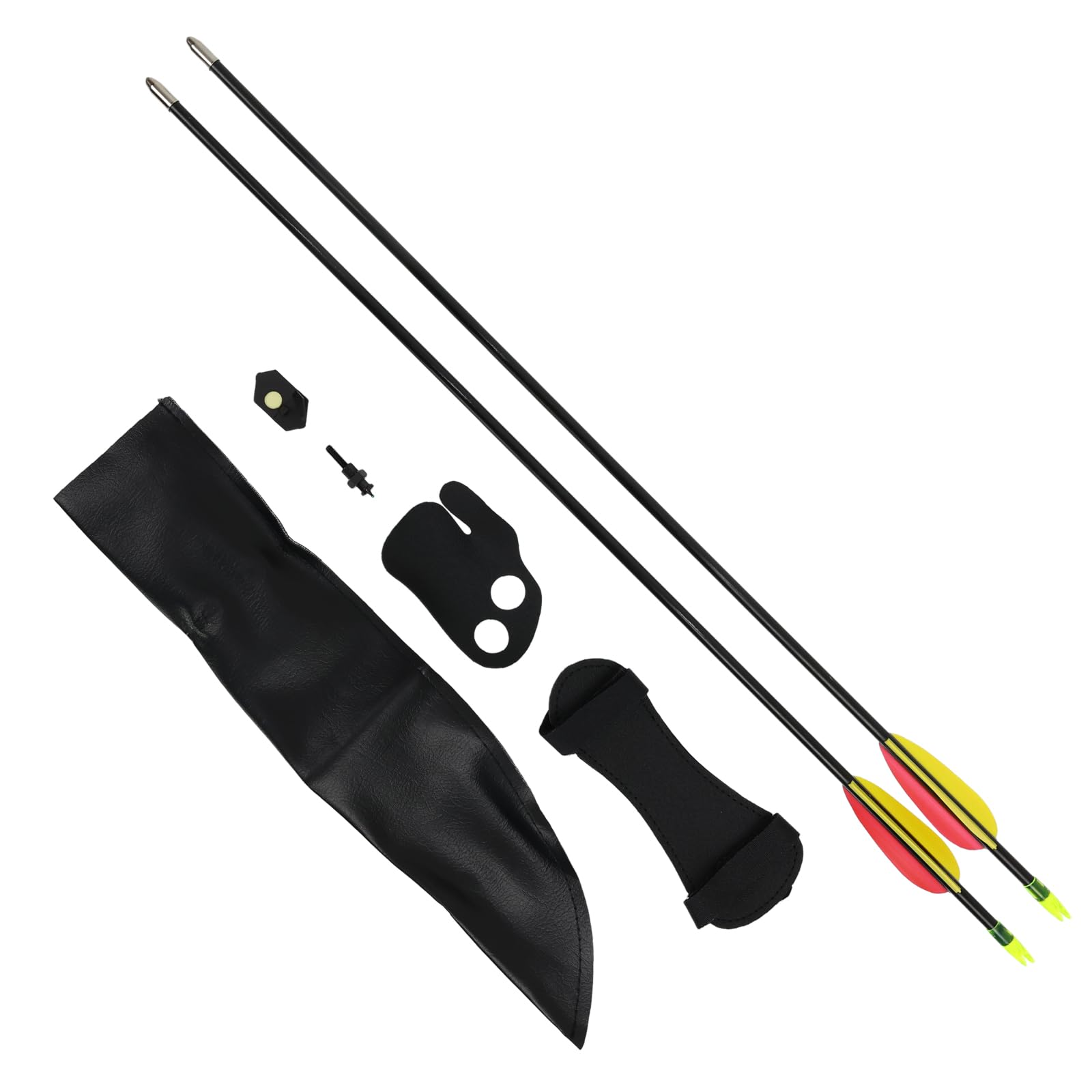 Compoundbogenset 12 lbs mit Pfeilen, Pinvisier, Köcher | Armschutz und Fingertab, beidhändiger Bogen mit 24 Zoll Auszug und 34 Zoll Länge für Bogensport Einstieg