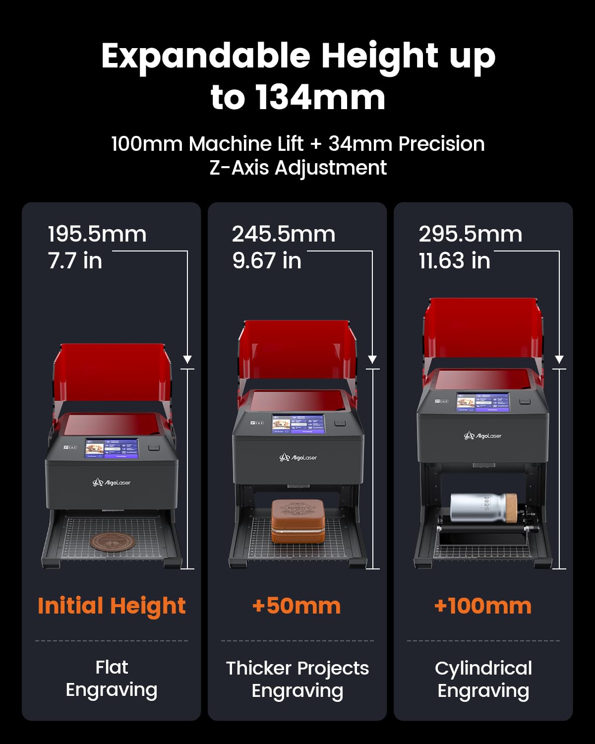 AlgoLaser Pixi - Grabador láser inteligente - Máquina grabadora láser portátil de 10 W con pantalla táctil de 3.5 pulgadas, sistema AlgoOS y aplicación, grabado láser para madera, acrílico, vidrio