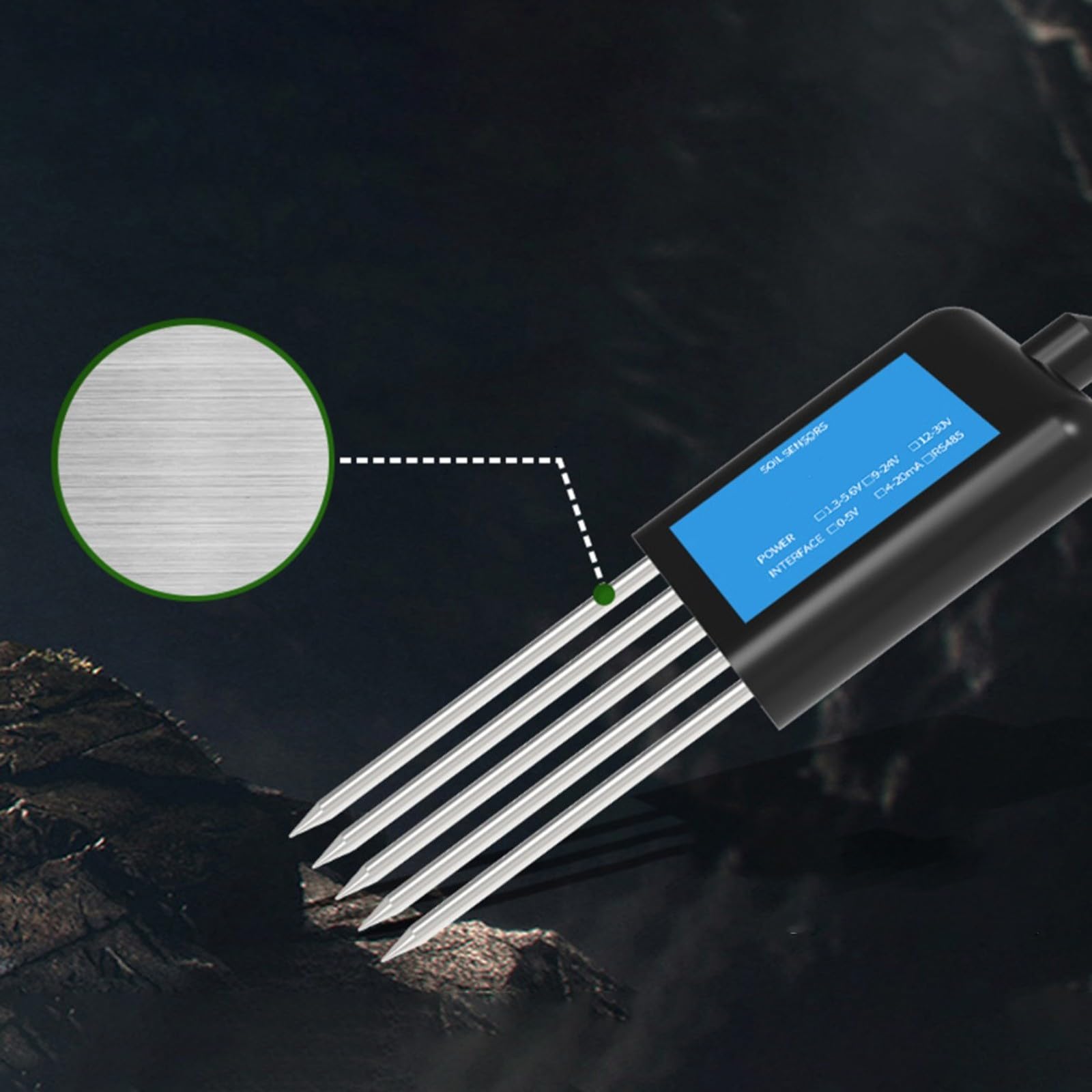 Medidor de suelo USB para temperatura, humedad, pH y NPK, IP68 resistente al agua con sonda de acero inoxidable, probador de suelo preciso para agricultura y horticultura (D)