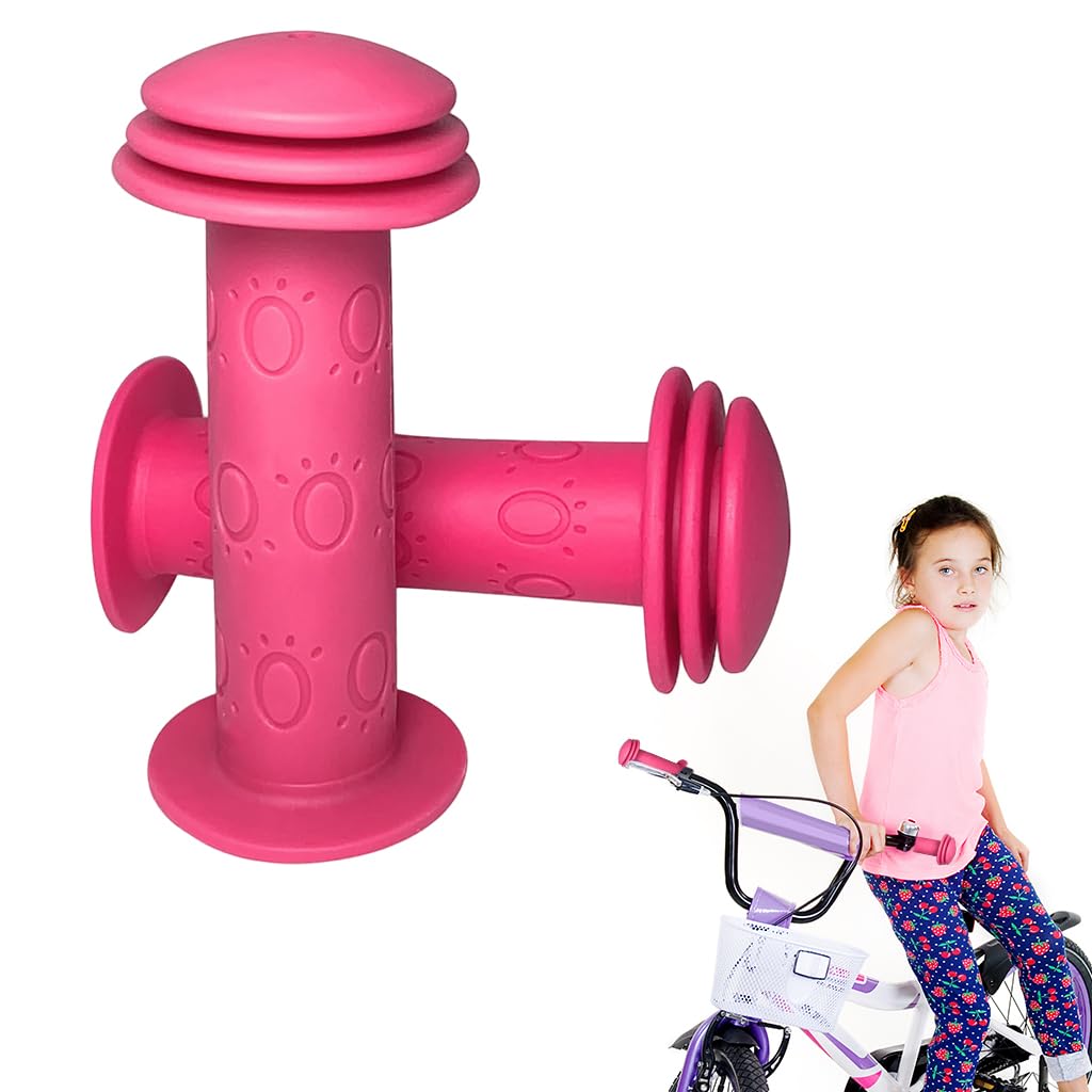 Proberos® Bike Handle Grips for Kid, Anti-Slip Porous Silicone Anti-Slip Grip Universal Children's Bicycle Grips for Scooter, Tricycle, Children's Balance Bike, Pink-image-14