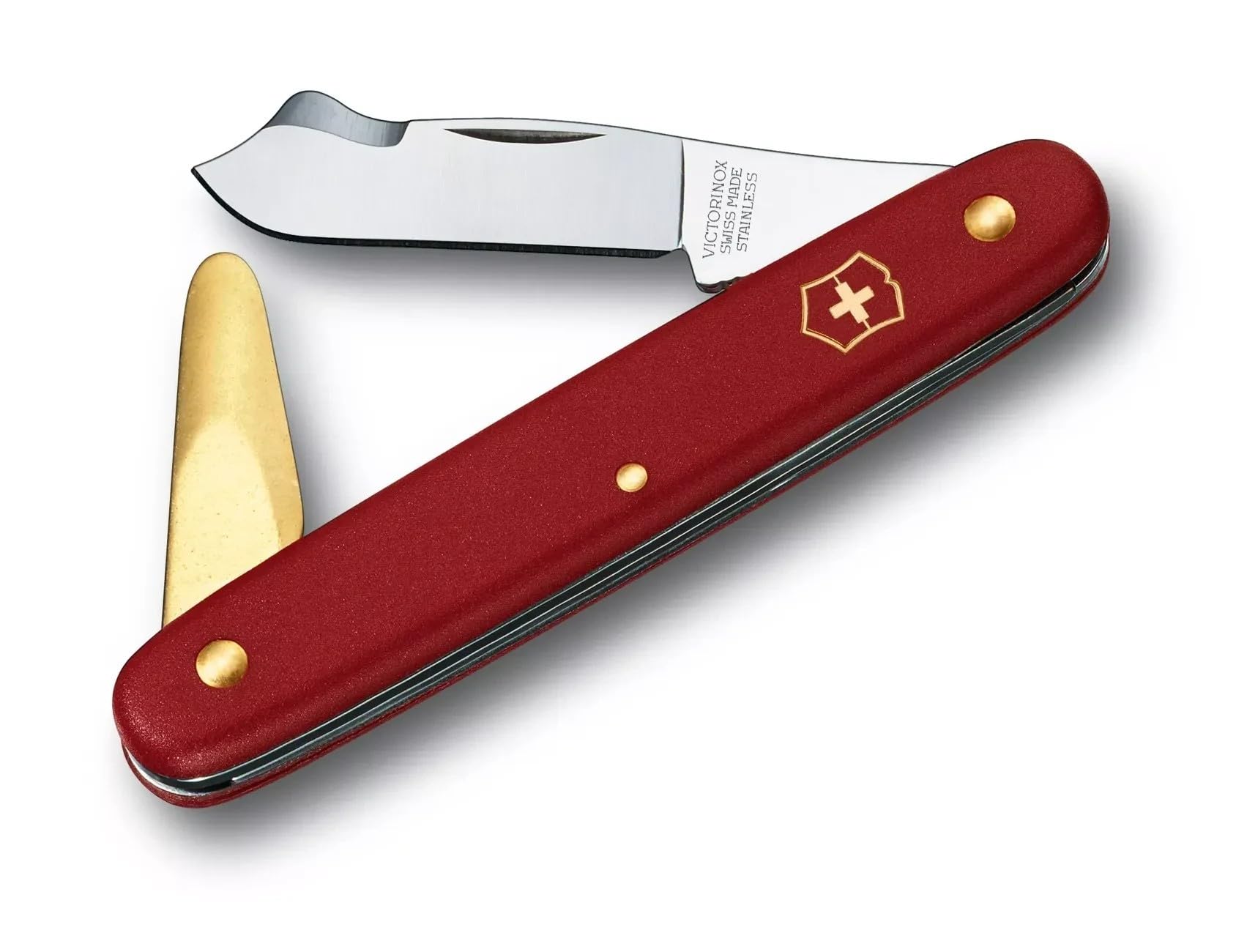 Victorinox, Greffoir combi 2, Couteau Universel de Jardin, Multifonction, Léger, Swiss Made, 3 Fonctions, Lame pointued tip, rouge