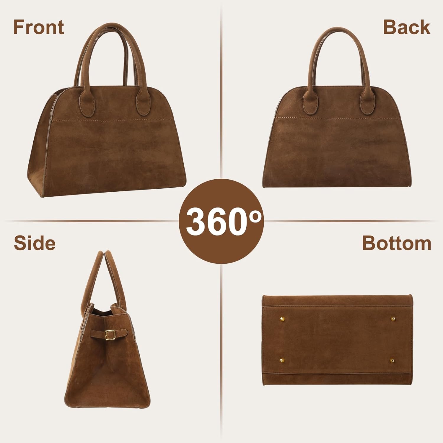 Suede Tote Bag for Women,Women's Suede Purse Vintage Top Handle Bag,Fashion Shoulder Satchel Bag for Office Travel - Image 7