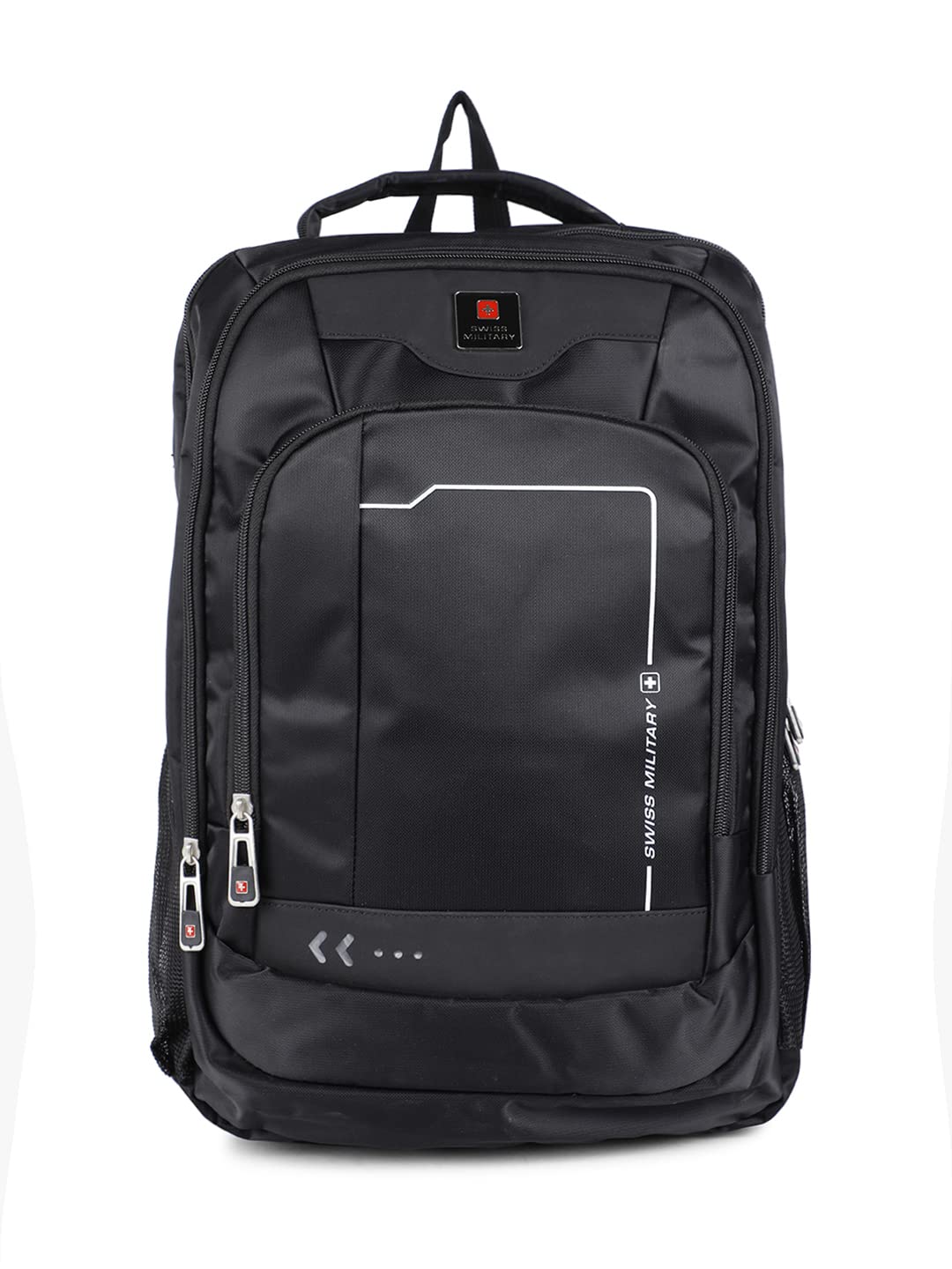 Swiss Military Backpack Glory, 100% Nylon Jacquard with inbuilt USB port and aux Socket & Padded, Adjustable shoulder straps- Black