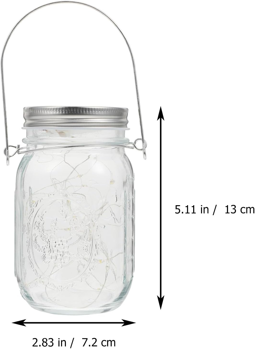 2Pcs Hanging Bottle Lights Glass Jar Lanterns Warm White and Colorful LED Glass Jar Lights Outdoor Garden Decor Battery Not Included