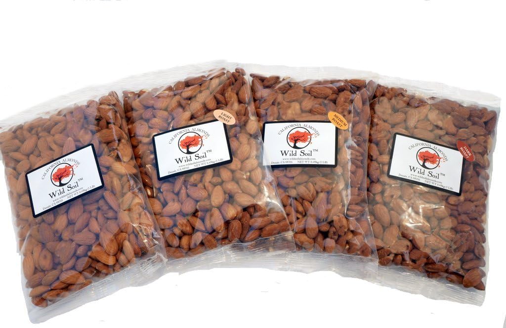 Wild Soil™ Almonds - Distinct and Superior to Organic, Steam Pasteurized, Probiotic, Variety Pack of Four - 1LB Each