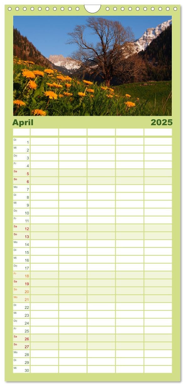 Familienplaner 2025 - Rund um die Gastlosen mit 5 Spalten (Wandkalender, 21 cm x 45 cm), CALVENDO: Faszinierende Augenblicke bei den Gastlosen (CALVENDO Orte)