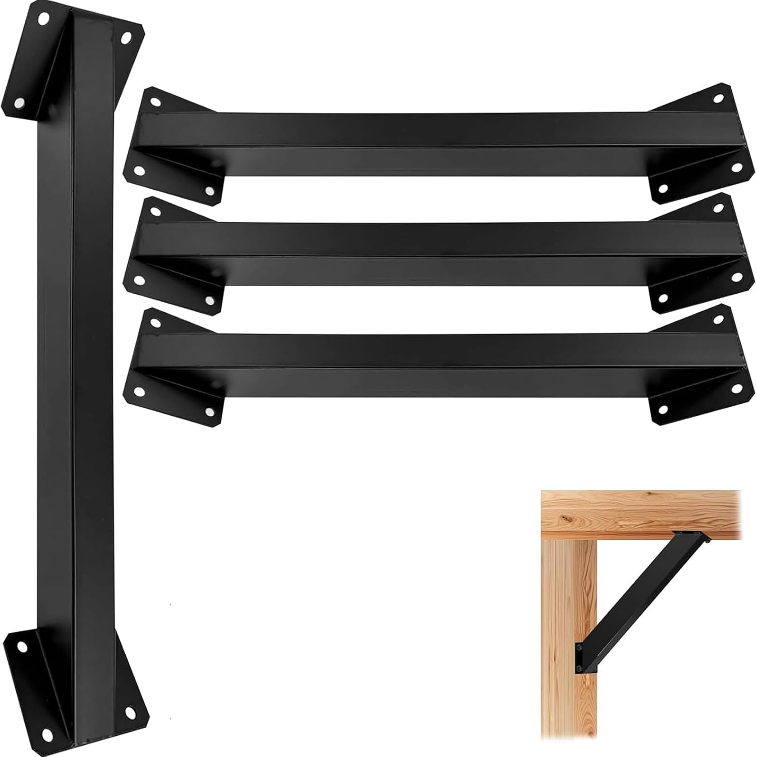 Soporte de ángulo de 45 grados para montaje interior, conector de esquina para estructuras de madera, soporte para postes y vigas en pérgolas, gazebos, terrazas y porches (paquete de 4 piezas) miniatura 1