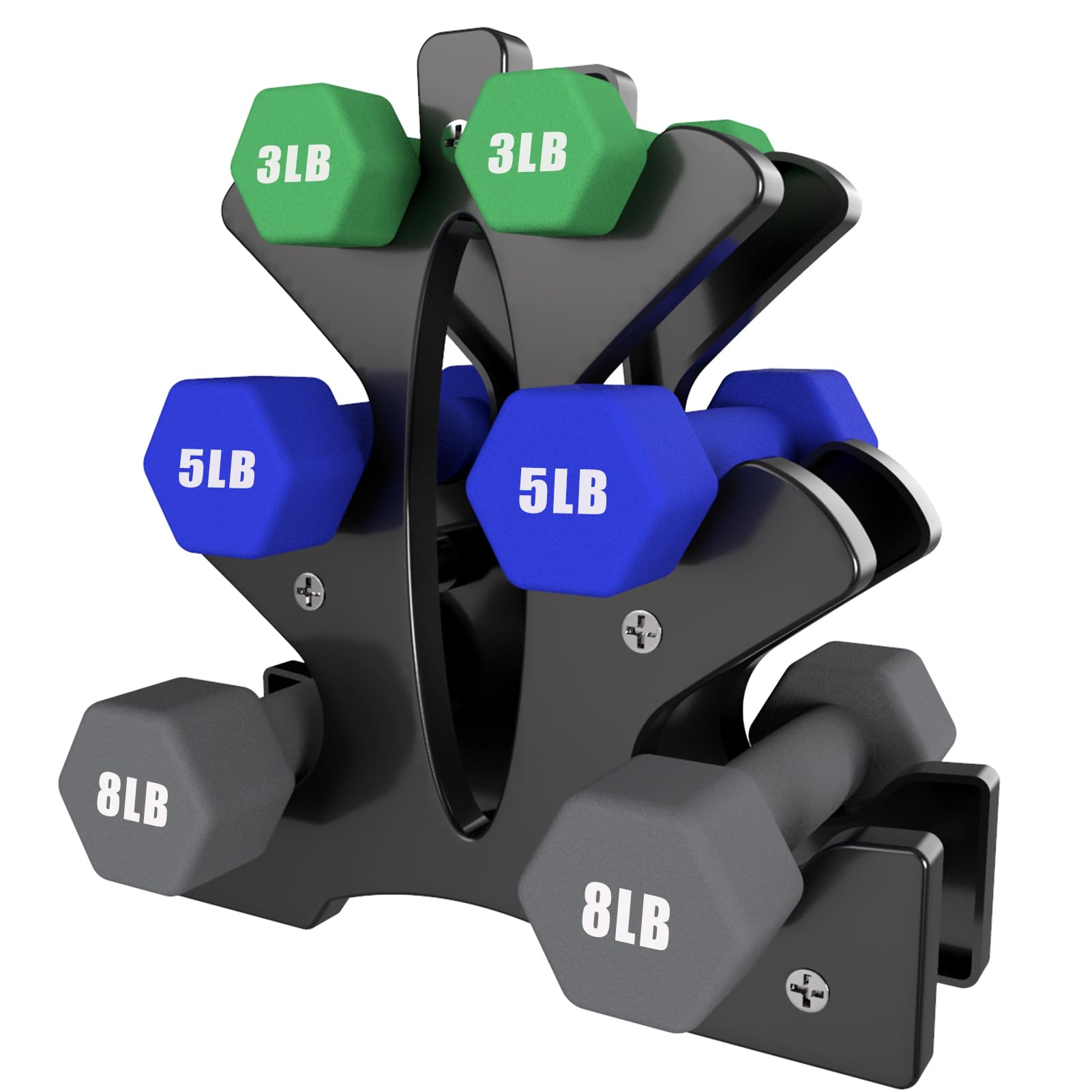 Portzon Weights Dumbbells 10 Colors Options Compatible with Set of 2 Neoprene Dumbbells Set,1-15 LB, Anti-Slip, Anti-roll, Hex Shape