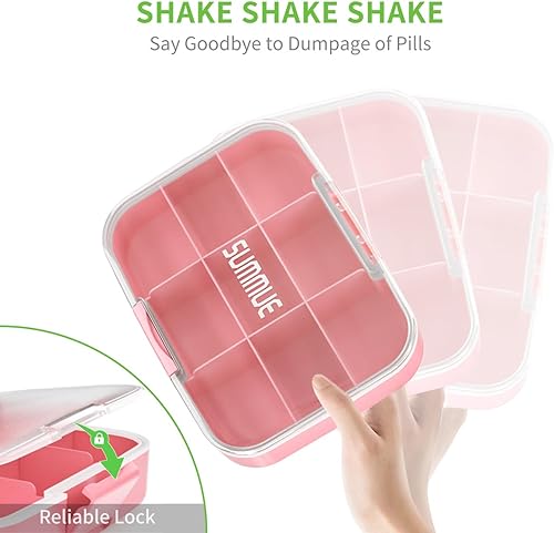 Miniatura 6 de Pastillero grande con 9 compartimentos, portátil, a prueba de humedad, contenedor de píldoras XL para vitaminas, aceite de hígado de bacalao,