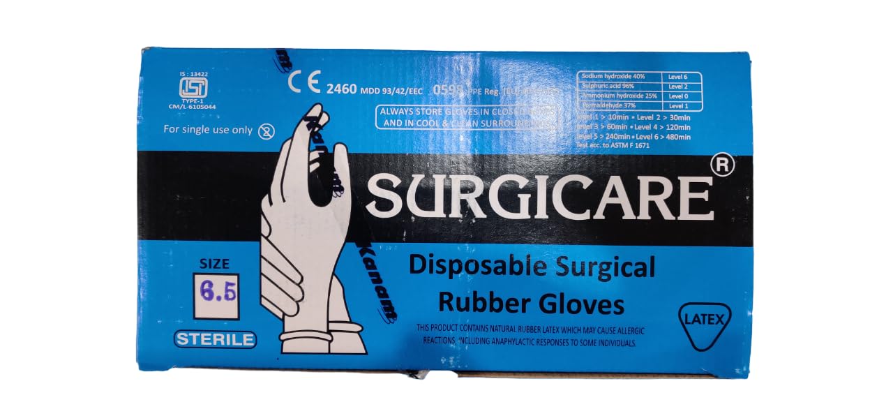Surgicare Sterile Latex Surgical Powdered Gloves Box, Size:6.5, Pairs:25 (B0CNPKVG6V) Amazon Price History, Amazon Price Tracker