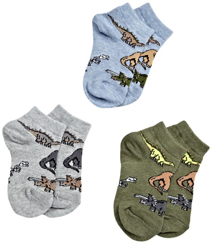 Jefferies Socks Boys 2-7 Dino Low Cut Triple Treat 3 Pack Socks