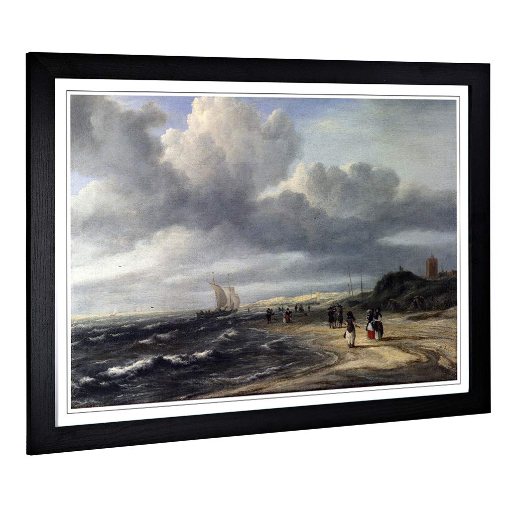 Big Box Art Framed Print of Jacob Ruisdael The Shore at Egmond Design | Wall Art Picture | Home Decor for Kitchen, Living Room, Bedroom, Hallway, Black, A2 / 24.5x18 Inch / 62x45cm
