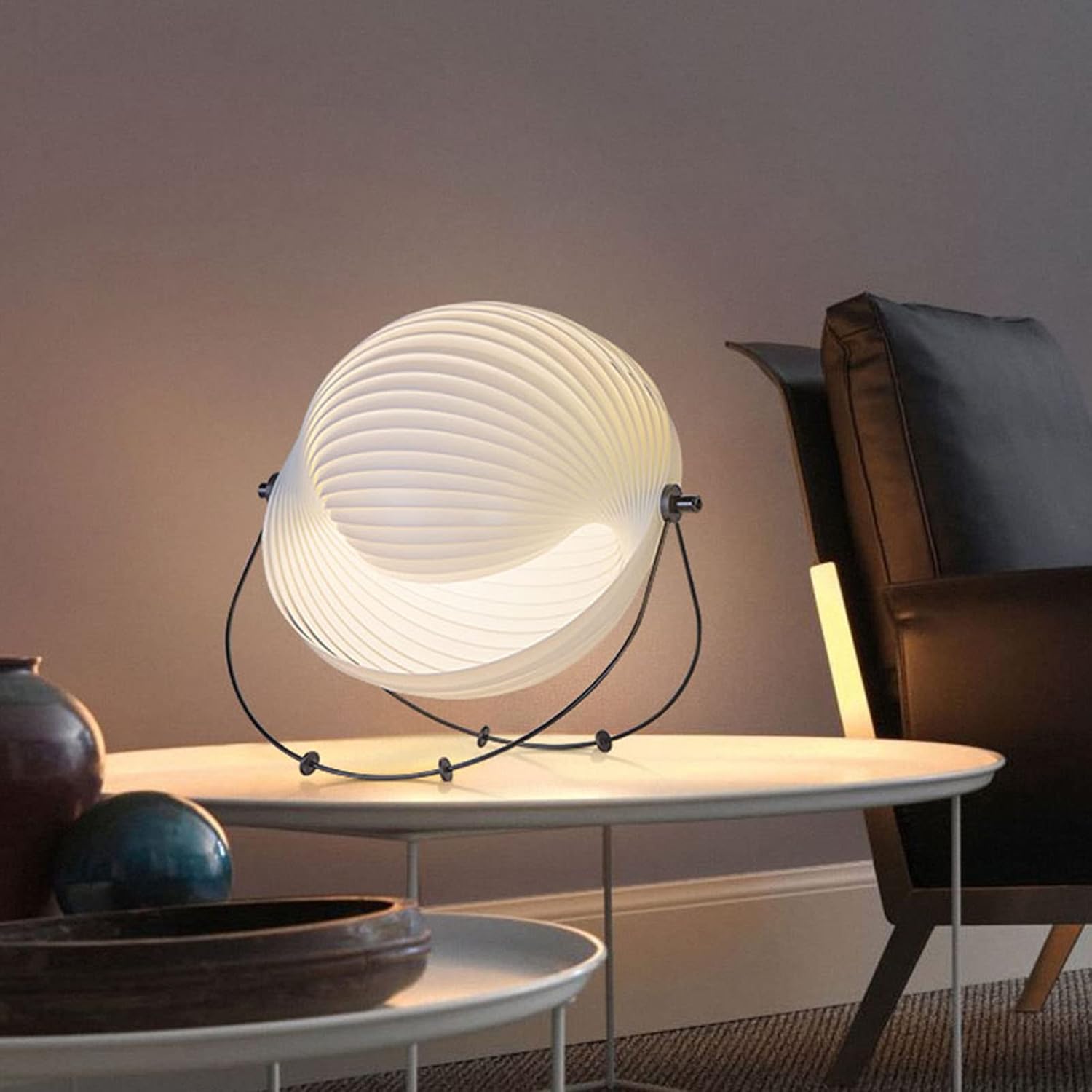 Lámpara de mesa en forma de Concha led, lámpara de cama de Eclipse solar nórdico con pantalla de tela y base de hierro, lámpara de mesa decorativa, lámpara nocturna del estudio del dormitorio de la Sa