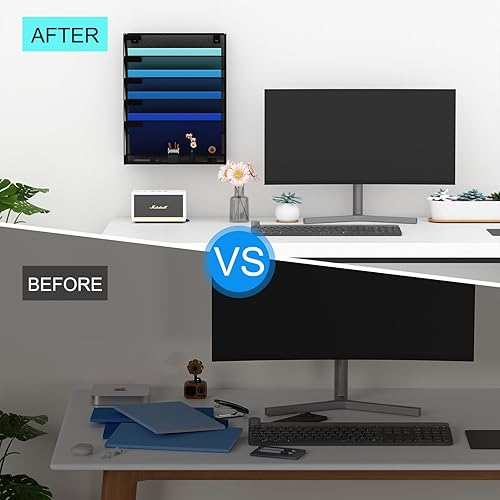 Miniatura 5 de GDINDINFAN Organizador de archivos de pared, soporte de malla para colgar documentos de papel, vertical de 5 bolsillos para oficina y hogar, color