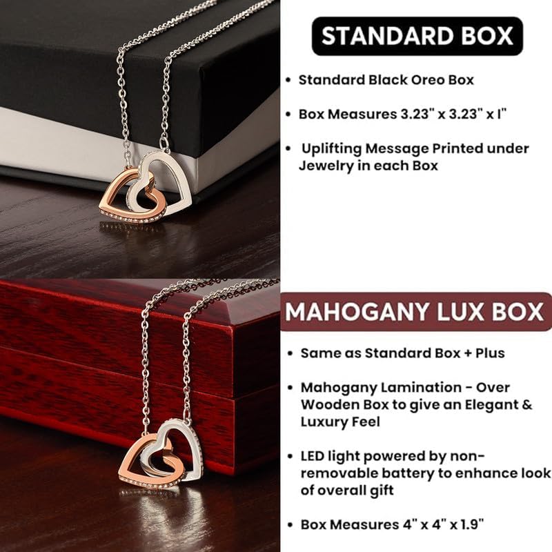 To My Granddaughter Interlocking Heart Pendant, Meaningful Jewelry With Heartfelt Note from Grandma And Grandpa, Inspirational Message Card, Holiday Birthday Graduation Christmas Gift In Box