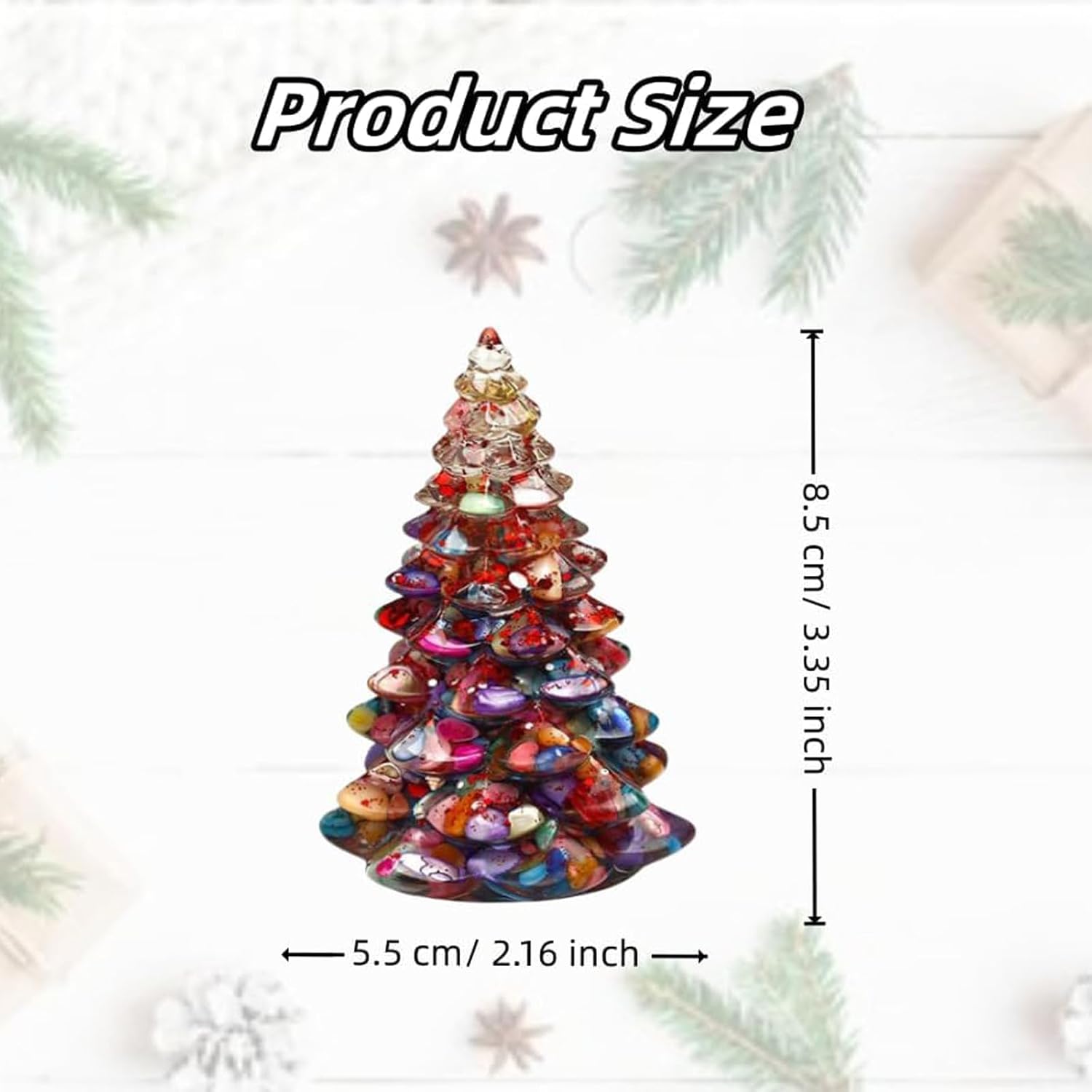 Crystal Christmas Tree Figurine,Handmade Resin Christmas Tree,Mini Christmas Tree Christmas Decoration Desktop Ornaments