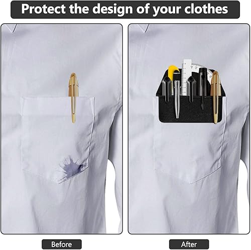 Vista 12 de Protector de bolsillo, 2 piezas de piel sintética para bolígrafos, bolsa organizadora para camisas, abrigos de laboratorio, pantalones, funda