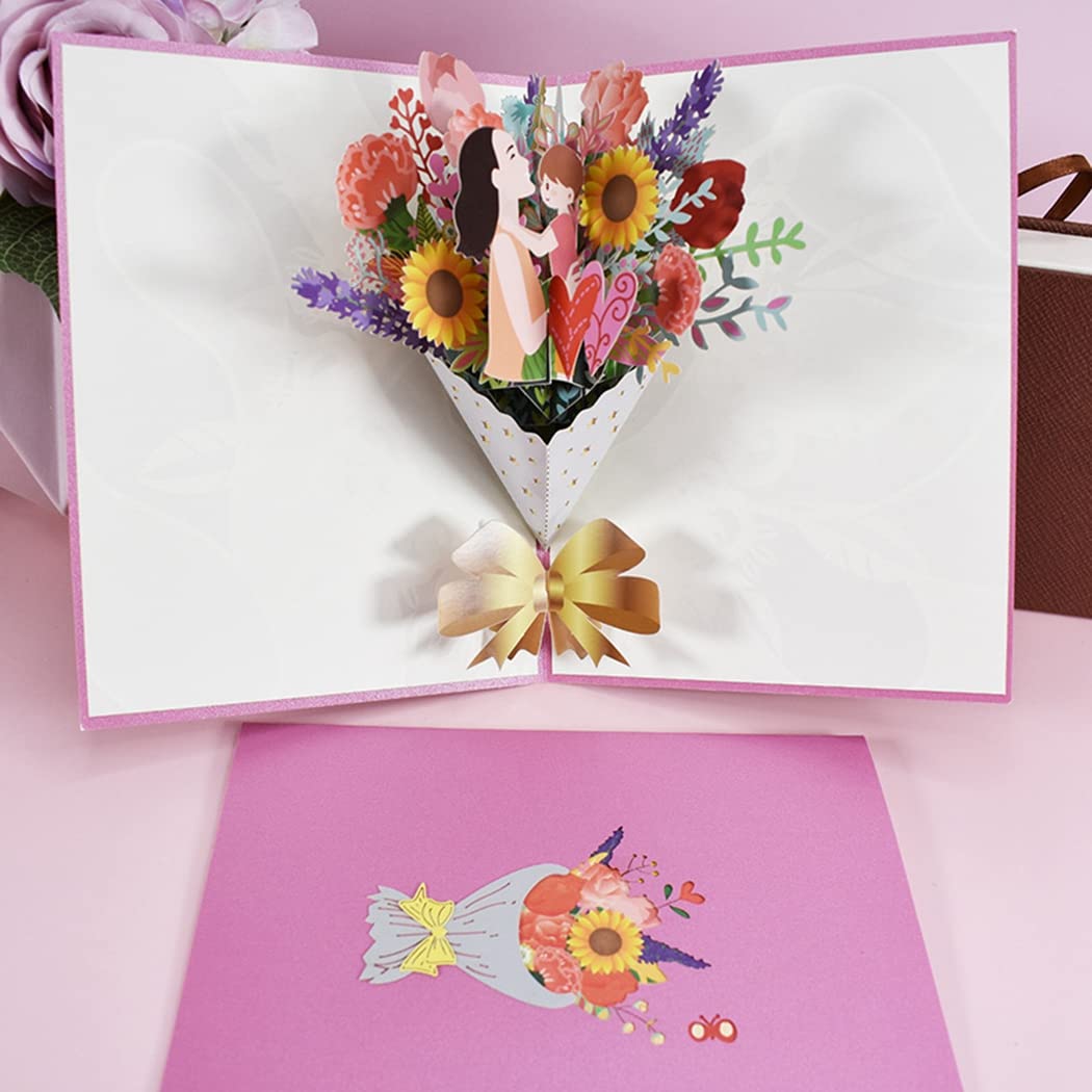 Tarjeta De Felicitación Con Cesta De Flores 3D, Tarjeta Desplegable De Papel Para Todas Las Ocasiones