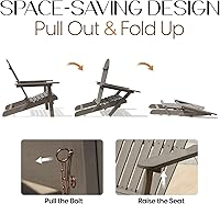 Vista 7 de IDZO Juego de 2 sillas Adirondack para exteriores, respaldo premontado, juego de muebles de patio, muebles de exterior para jardín, porche, terraza