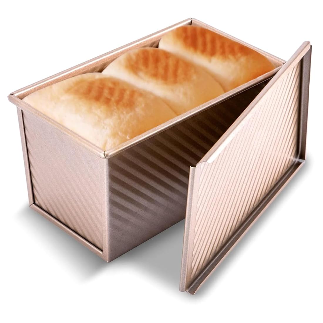 Hndhbfgrt Bread Mould Loaf Pan Rectangle Carbon Steel Corrugated Toast Box with Lid Non Stick Bakeware for Baking Bread
