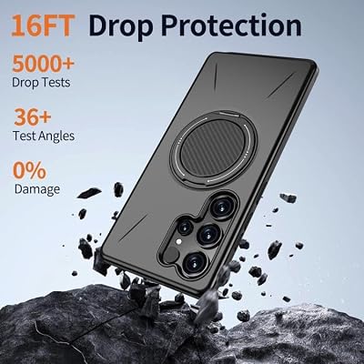 Rongep Samsung Galaxy S26 için Kılıf Mag-Forge 360° Döndürülebilir Yüzük Stantlı [MagSafe ile Uyumlu] S26 Koruyucu PC+TPU Hibrit Tasarımlı Güçlü Manyetikli Samsung Galaxy S26 Kılıf (Siyah)