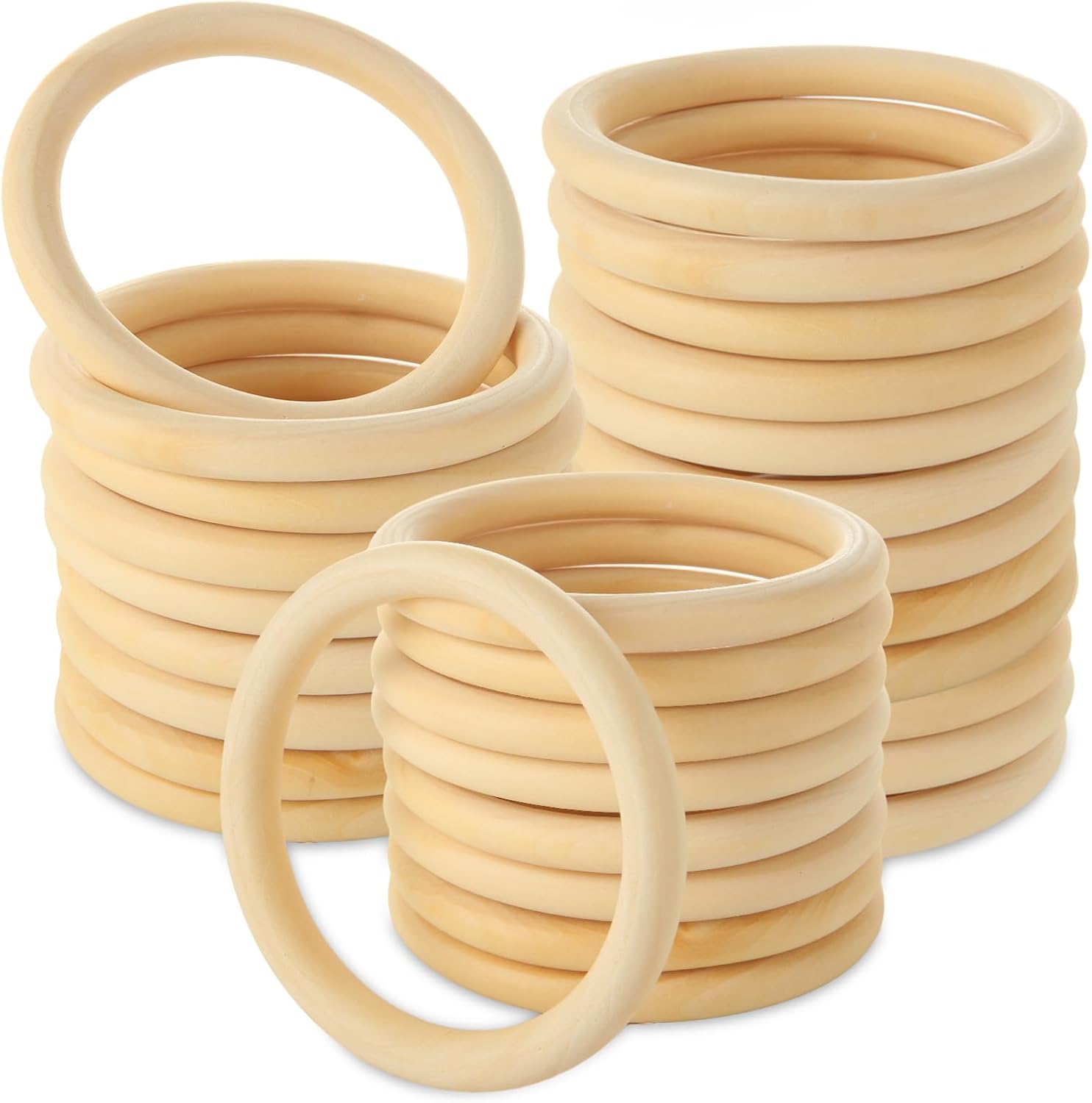 CYEAH 30 Pcs Unfinished Wooden Rings for Craft, 4 inch/ 10 cm Diameter Nature Solid Wood Rings for DIY Crafts Without Paint, DIY Natural Wood Rings for DIY Projects Macrame and Craft Making