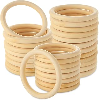 CYEAH 30 Pcs Unfinished Wooden Rings for Craft, 4 inch/ 10 cm Diameter Nature Solid Wood Rings for DIY Crafts Without Paint, DIY Natural Wood Rings for DIY Projects Macrame and Craft Making