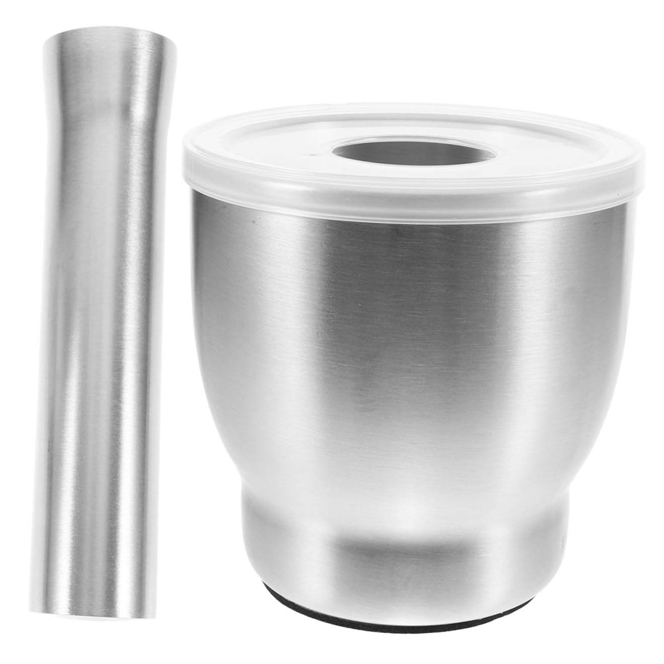 PRETYZOOM Pestello per Aglio in Acciaio Inox con Asta Ciotola e Piedistallo Utensile da Cucina per Triturare Aglio Spezie e Pesto in Polvere