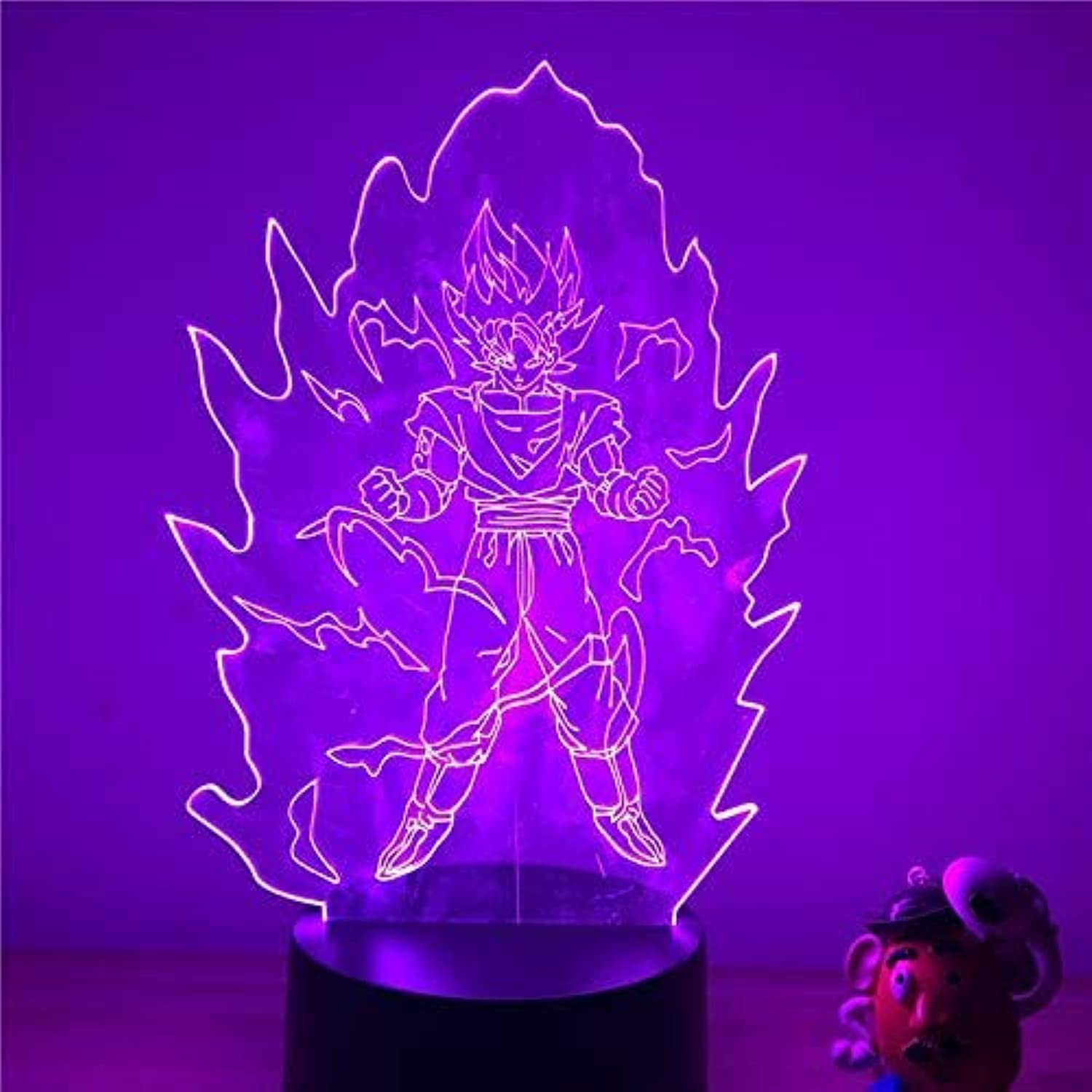 dragon-ball Goku Super Saiyan Flashing Ver. 3D LED Night Light 7/16 COLORS Touch Optical Illusion Action Figure Lamp Decoration