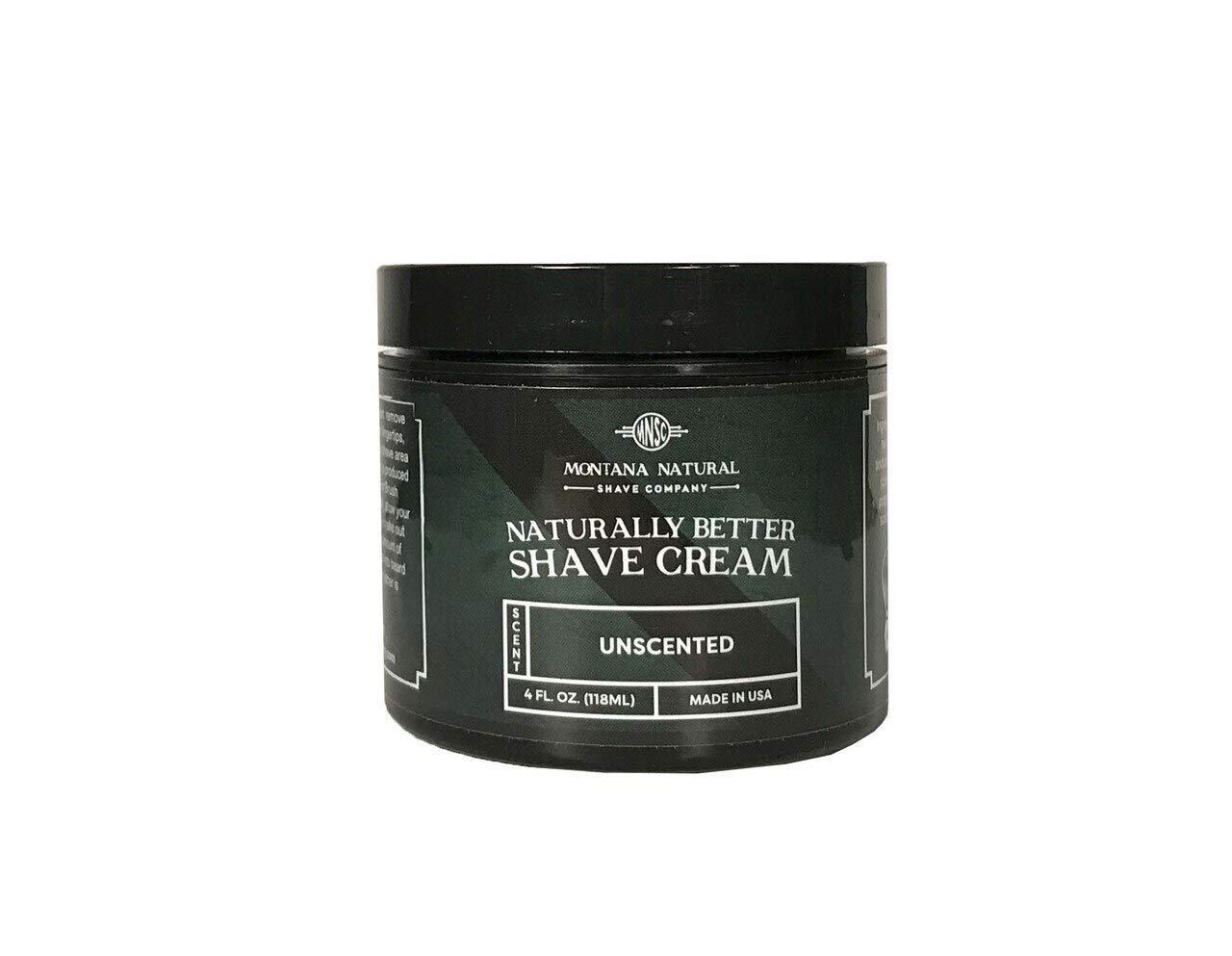 MNSC Unscented Naturally Better Shave Cream - Smooth Shave, Hypoallergenic Sensitive Skin Formula, Softer Skin, Prevents Razor Burn, Handcrafted in USA, All-Natural, Plant-Derived